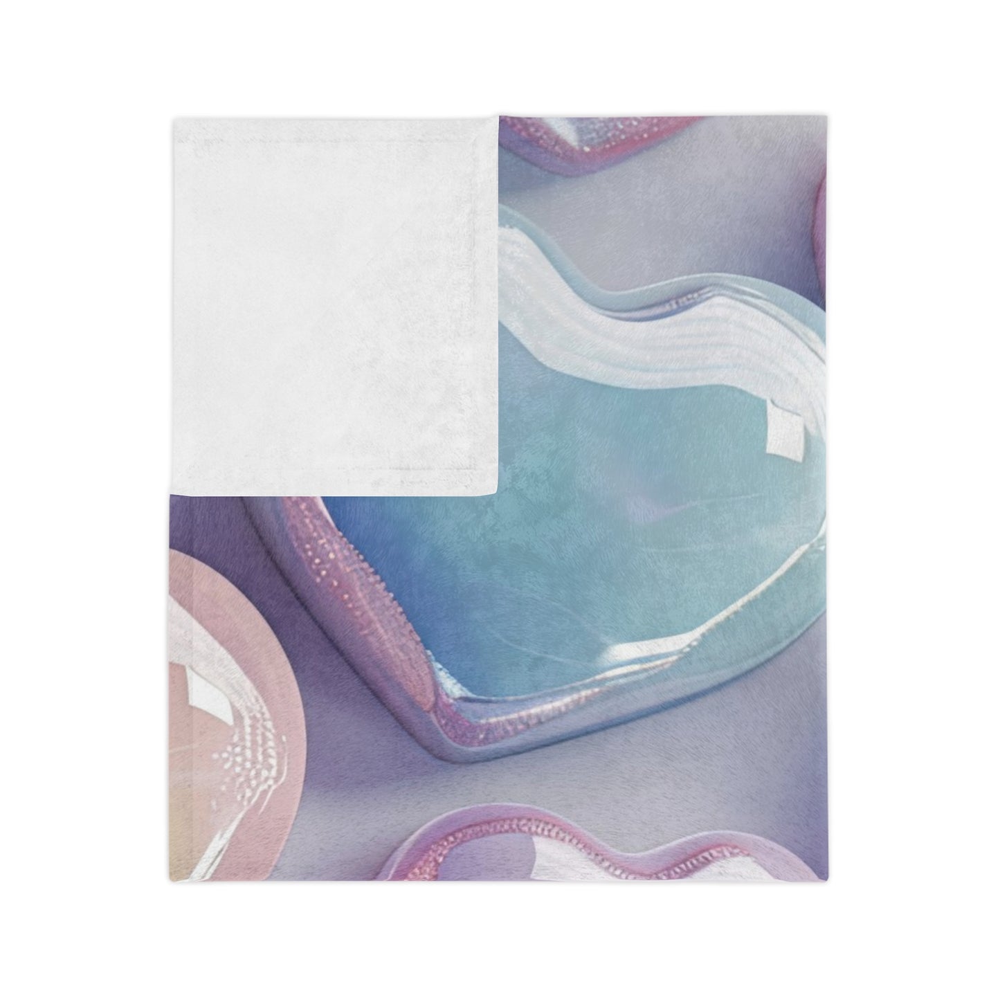 Iridescent Pastel Hearts Velveteen Blanket