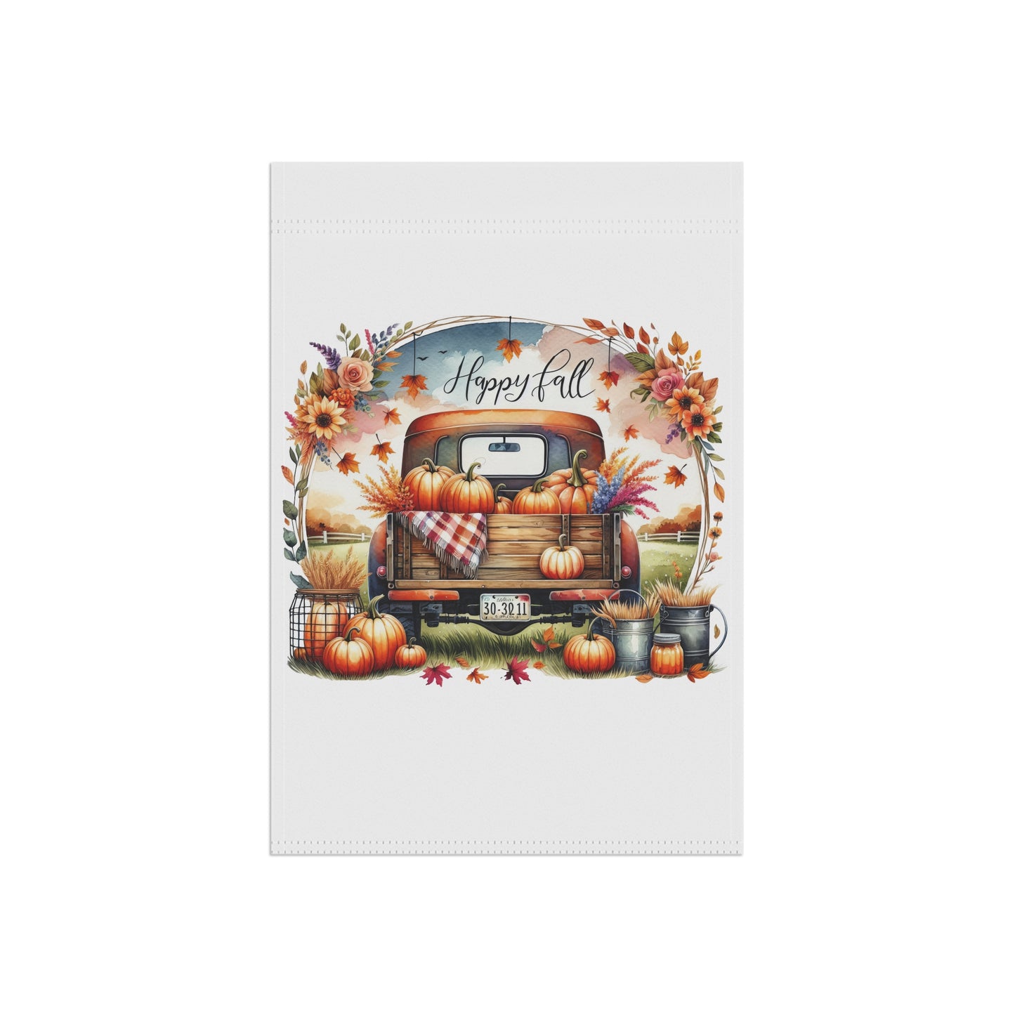 "Happy Fall" Vintage Truck & Pumpkin Garden Flag