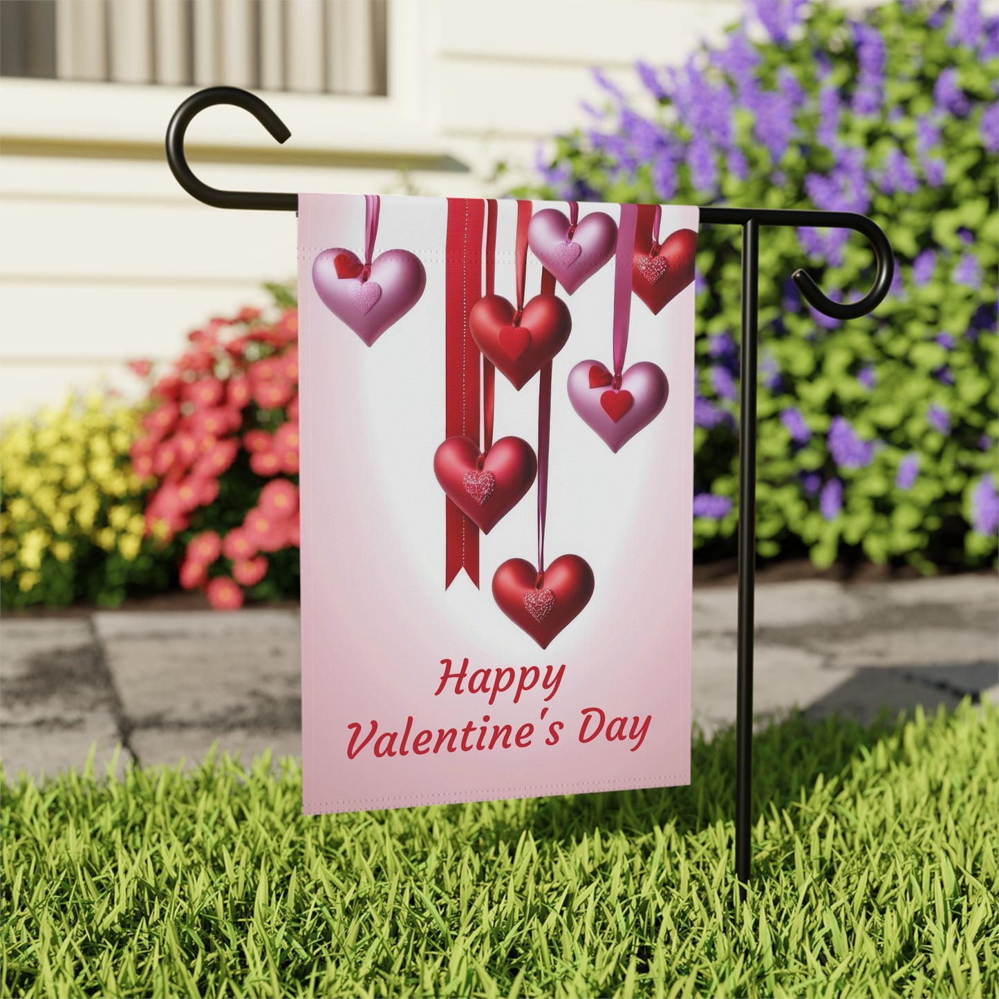 Hanging Hearts Valentine Garden Flag