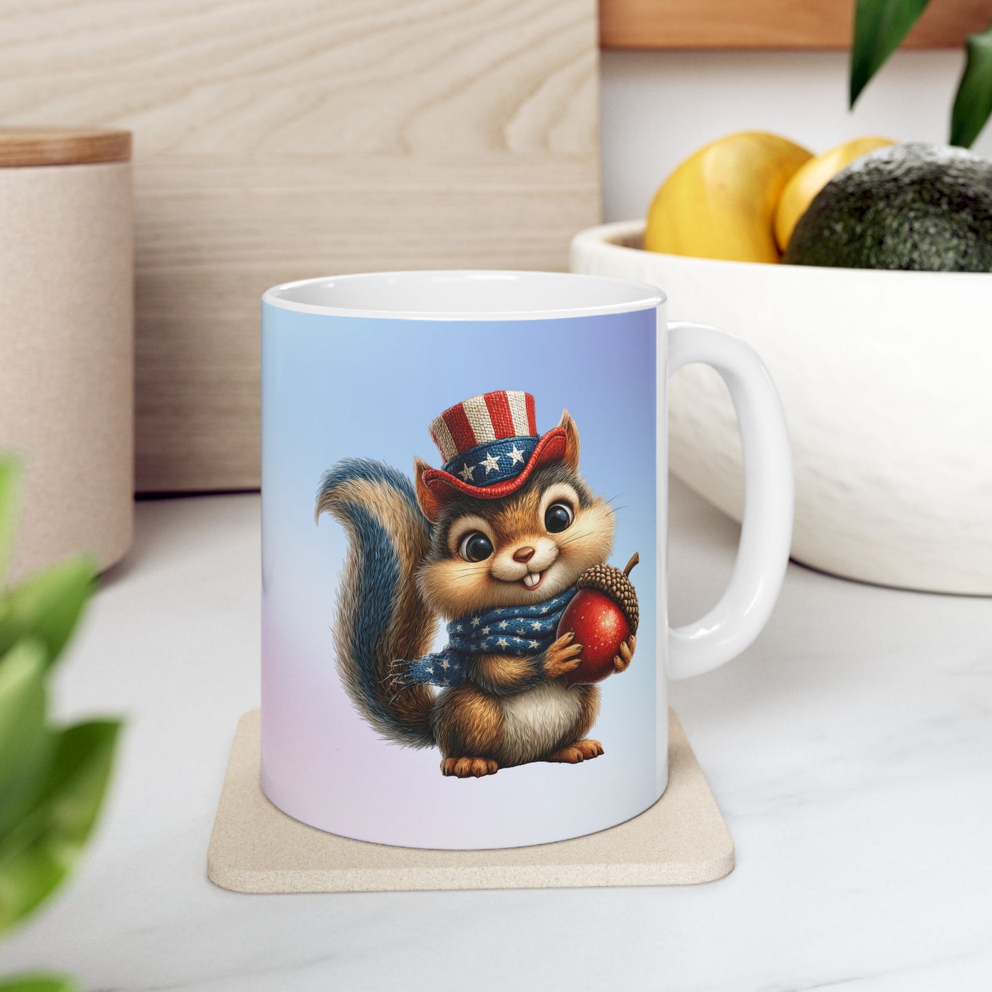 Patriotic Squirrel Ceramic Mug