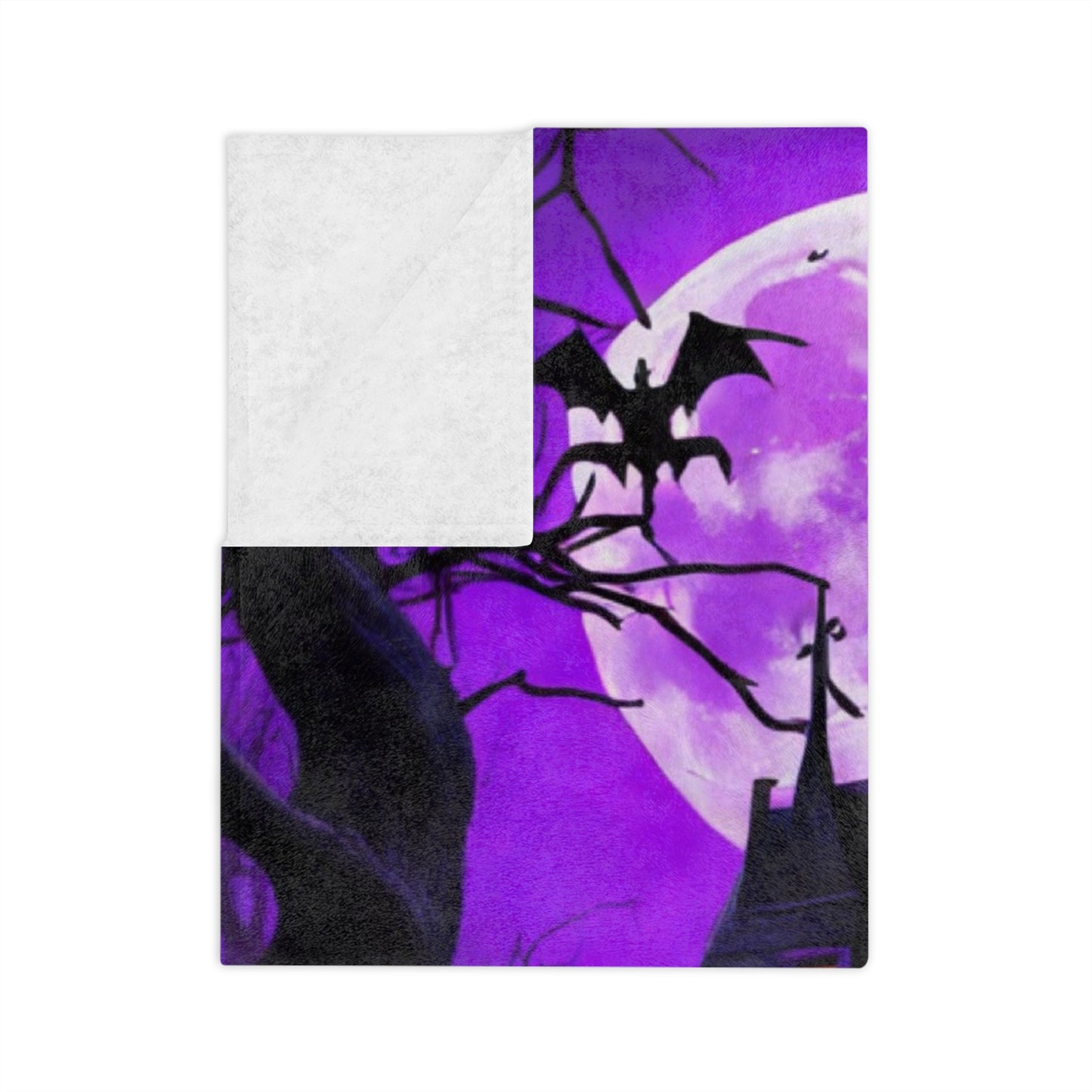 Spooky Purple Haunted House Halloween Blanket