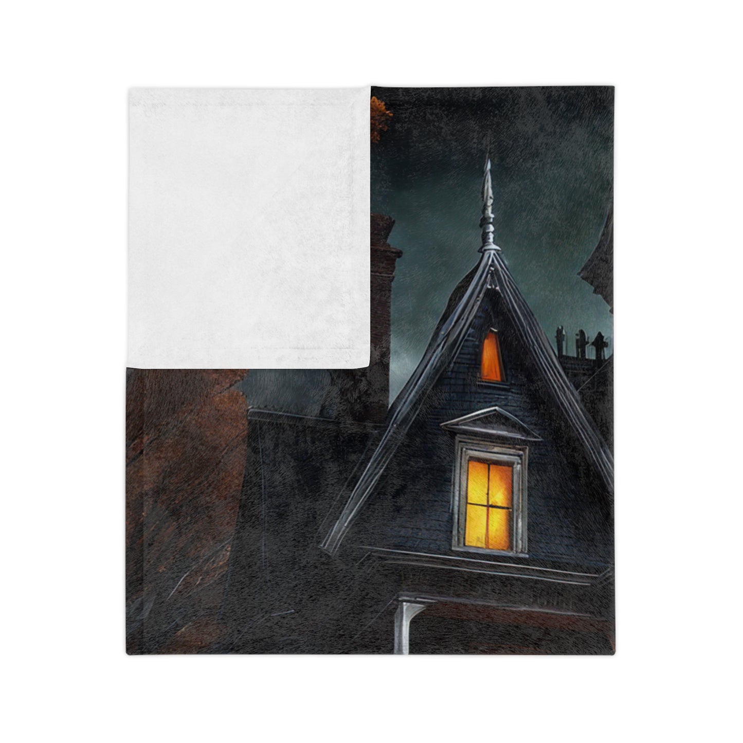 Spooky Orange Night Plush Throw
