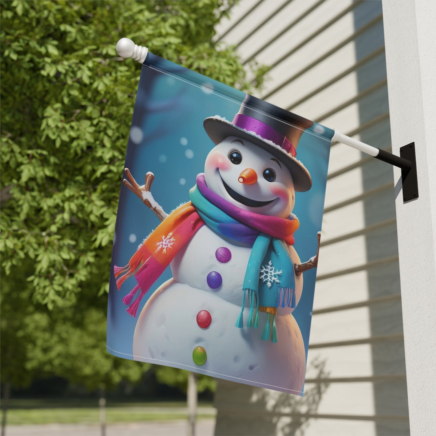 Festive Colorful Snowman Garden Flag