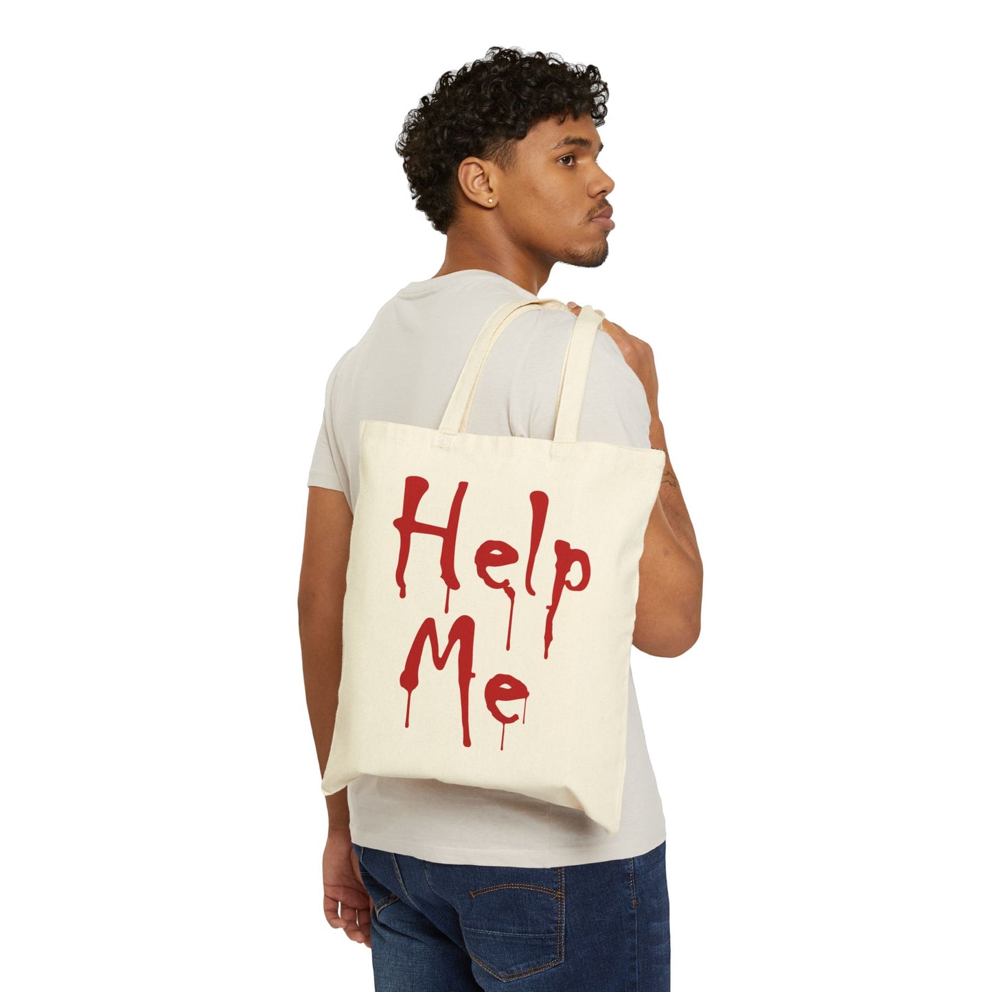 "Help Me" Dripping Blood Canvas Tote Bag