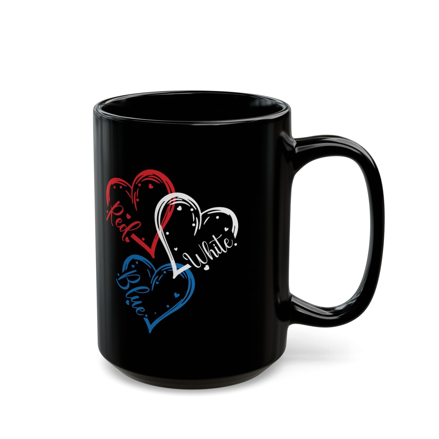 Patriotic Mug Coffee Mug With Red, White, and Blue Hearts