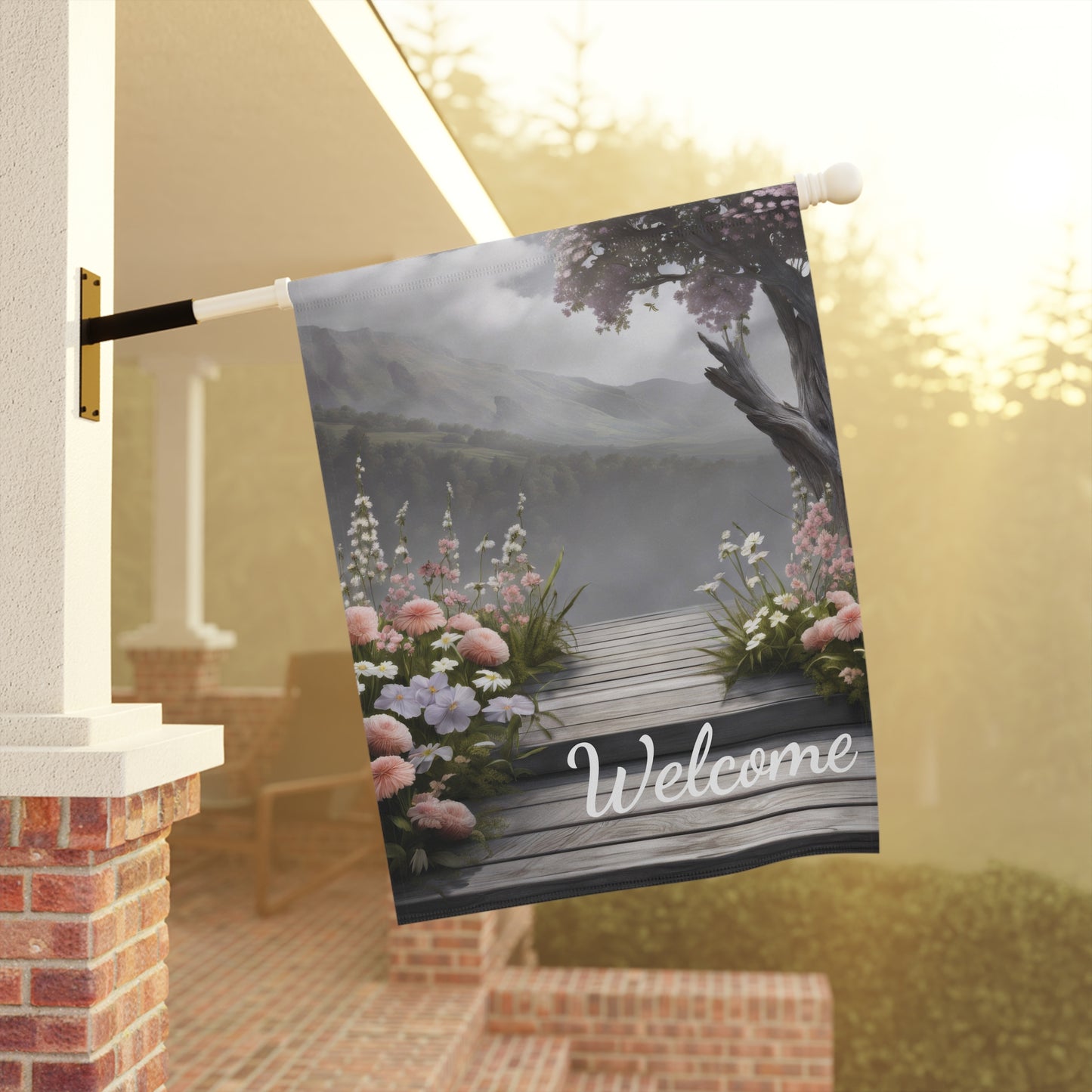 Mountain View Welcome Garden Flag
