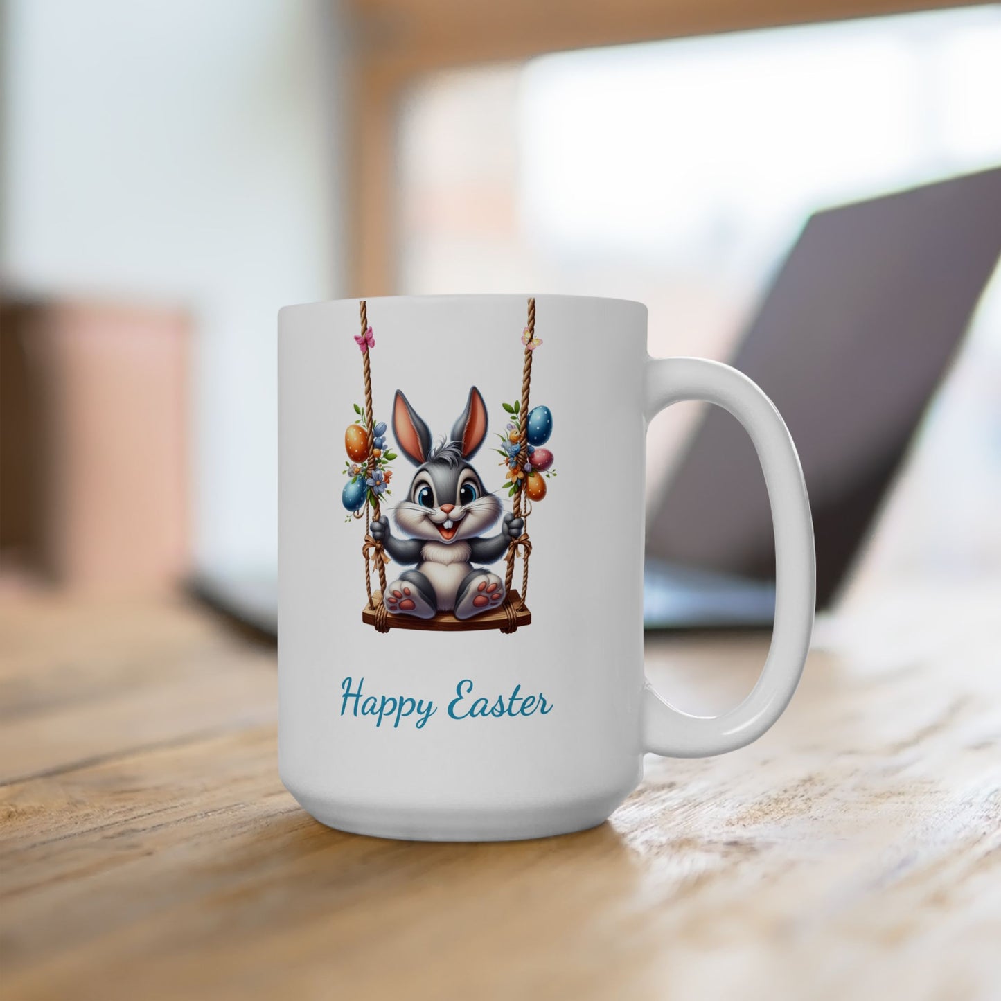 Cute Swinging Bunny Easter Mug