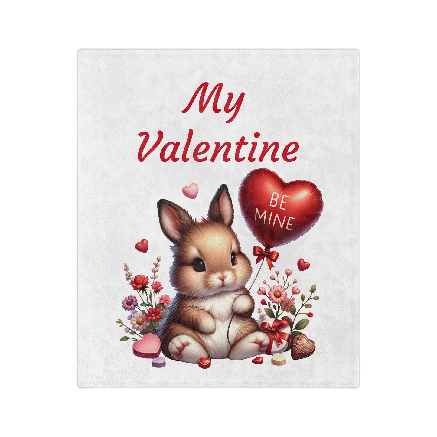 My Valentine Bunny Velveteen Blanket
