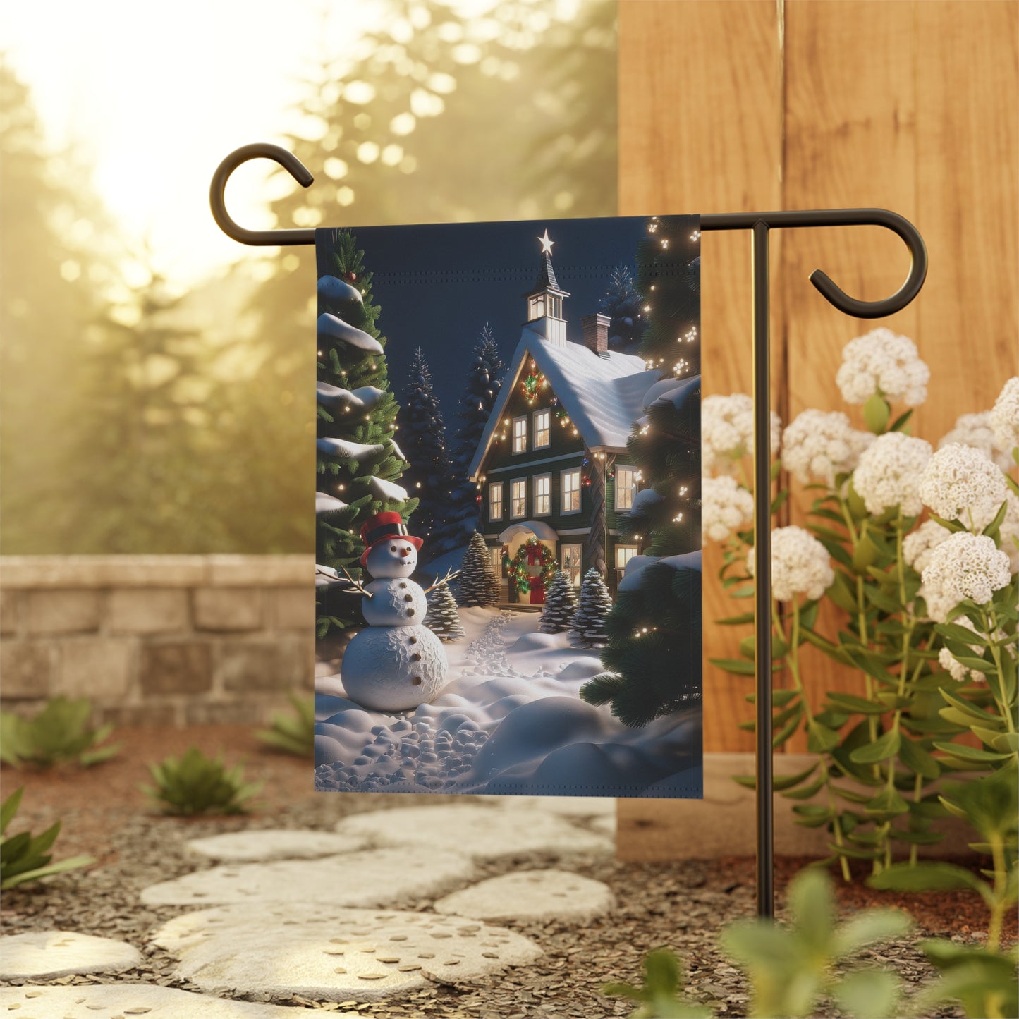 Cute Snowman Holiday Garden Flag/ House Banner