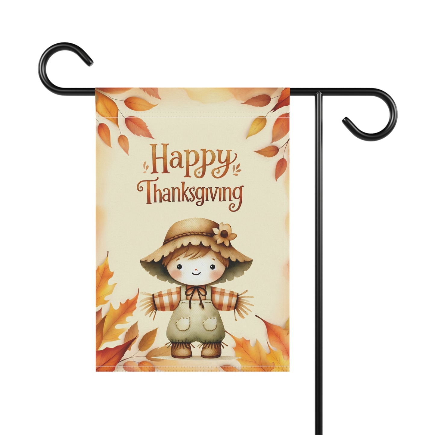 Cute Scarecrow Thanksgiving Garden Flag