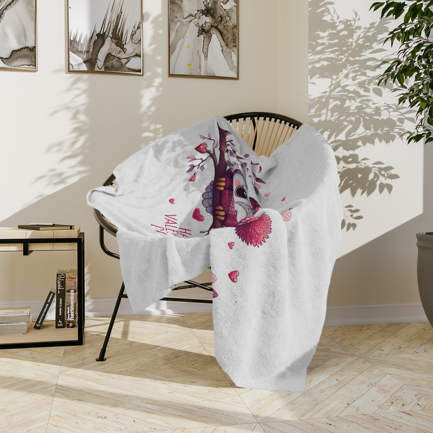 Owl Valentine's Day Velveteen Blanket