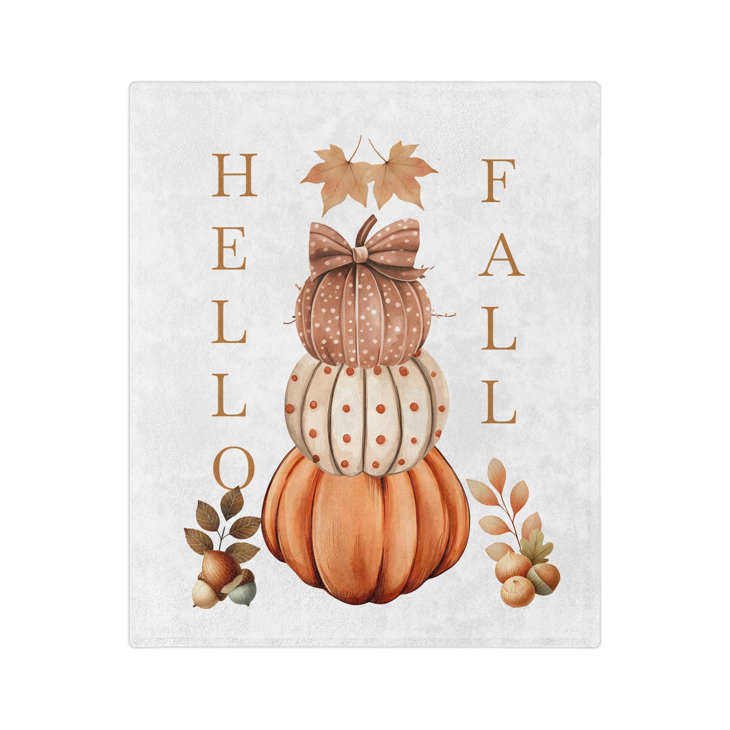 Hello Fall Harvest Stacked Pumpkins Velveteen Blanket