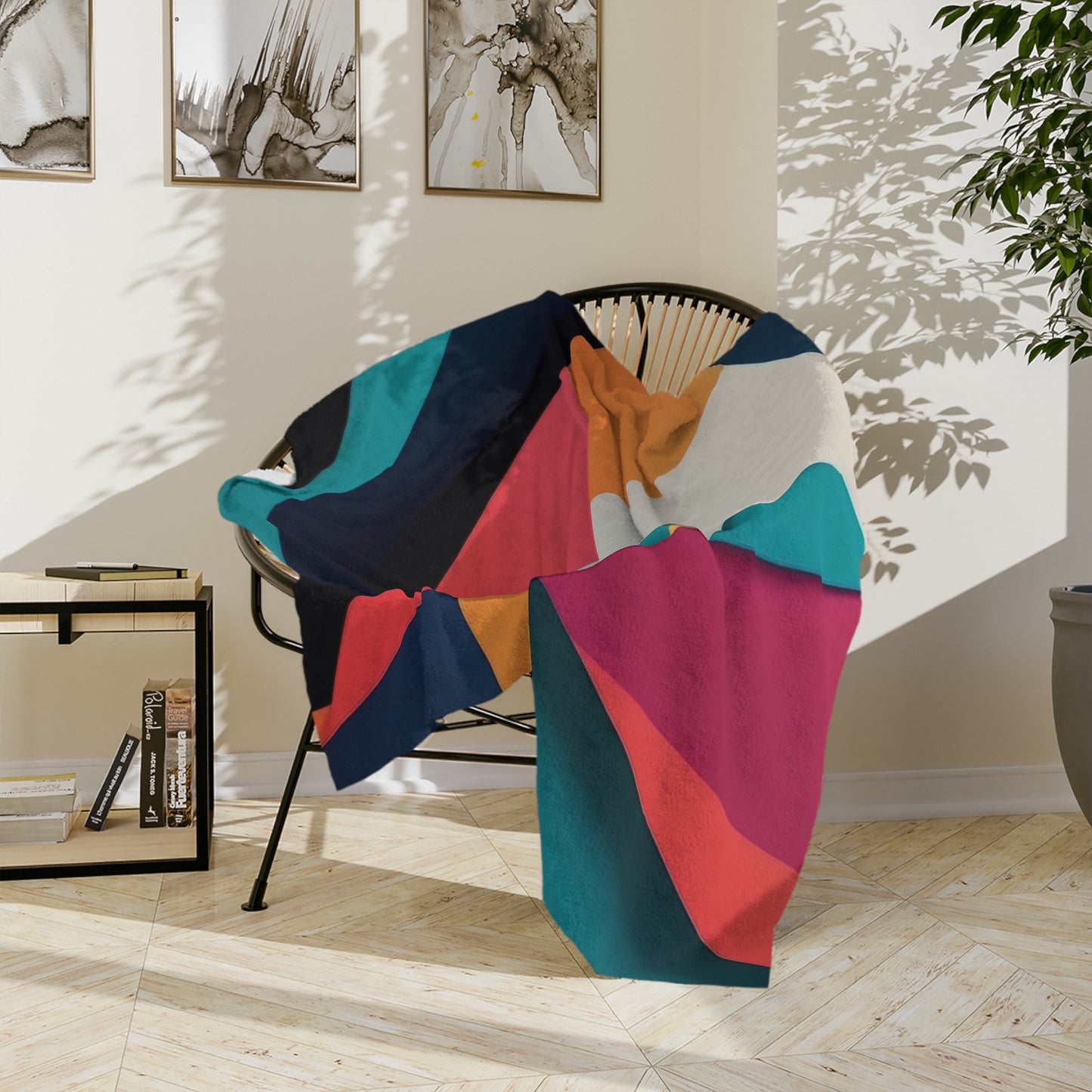 Colorful Abstract Geometric Velveteen Blanket