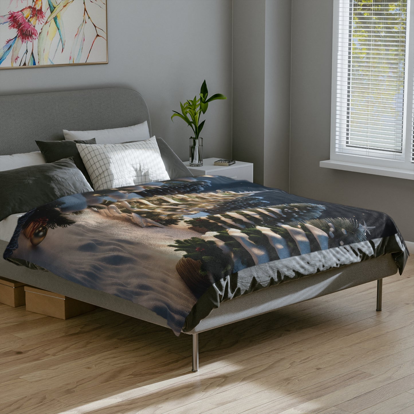 Elegant Snowy Forest Holiday Throw