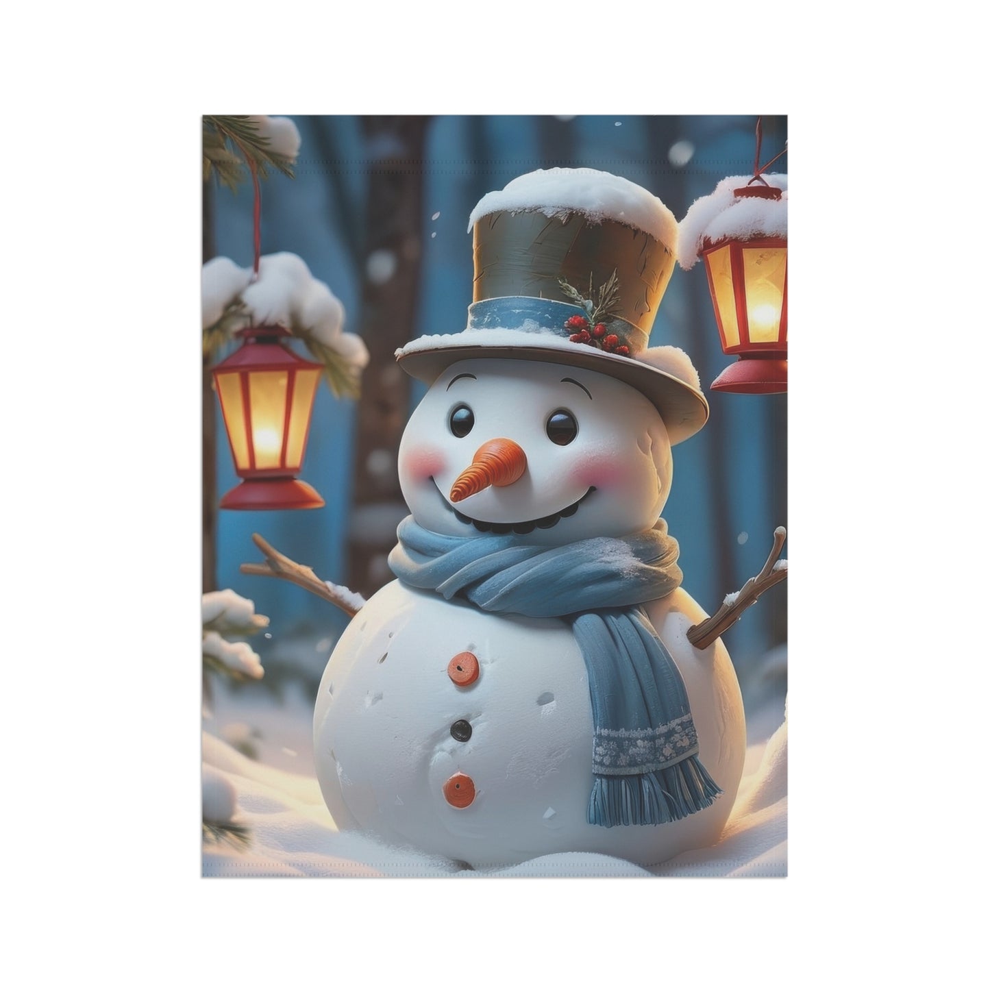 Snowman in a Top Hat Garden Flag