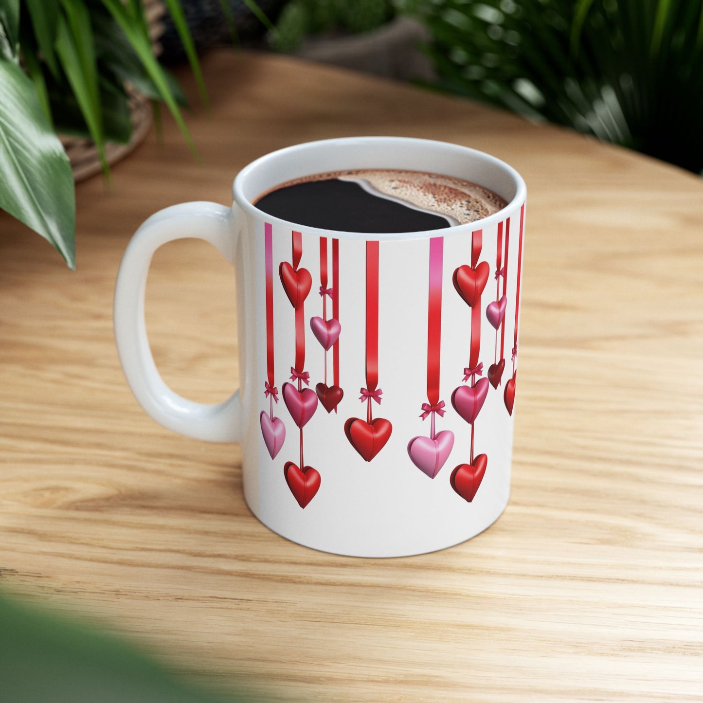 Romantic Hanging Hearts Coffee Mug