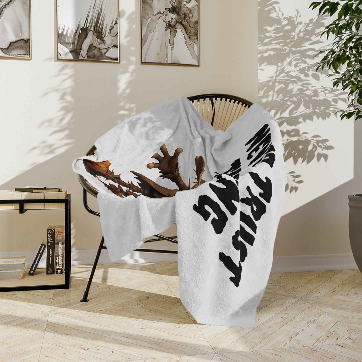 "Never Trust The Living" Spooky Scarecrow Halloween Plush Blanket