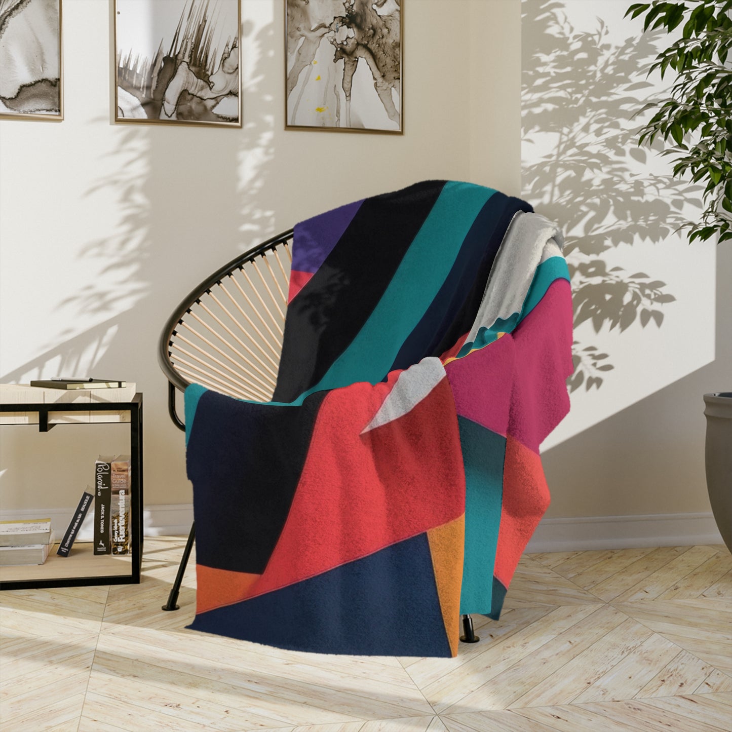 Colorful Abstract Geometric Velveteen Blanket