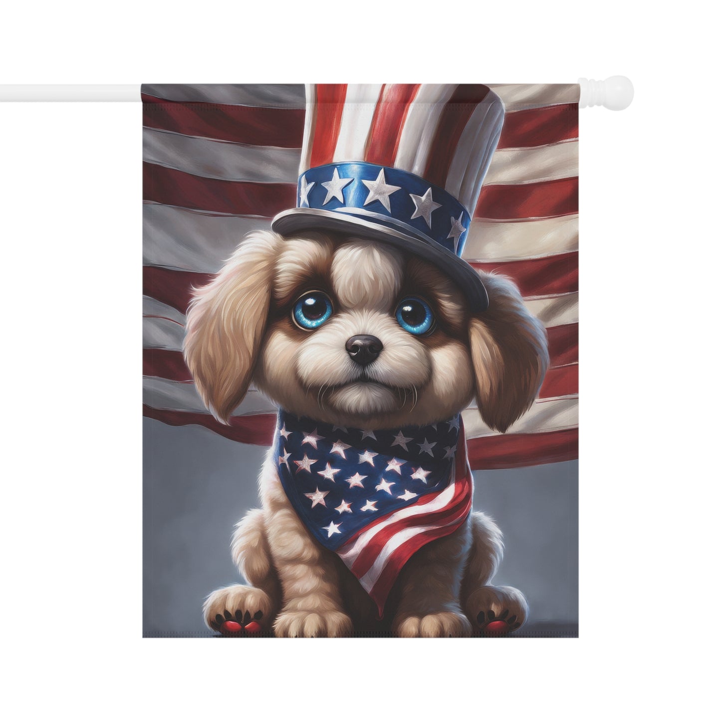 Cute Puppy Patriotic Garden Flag/House Banner