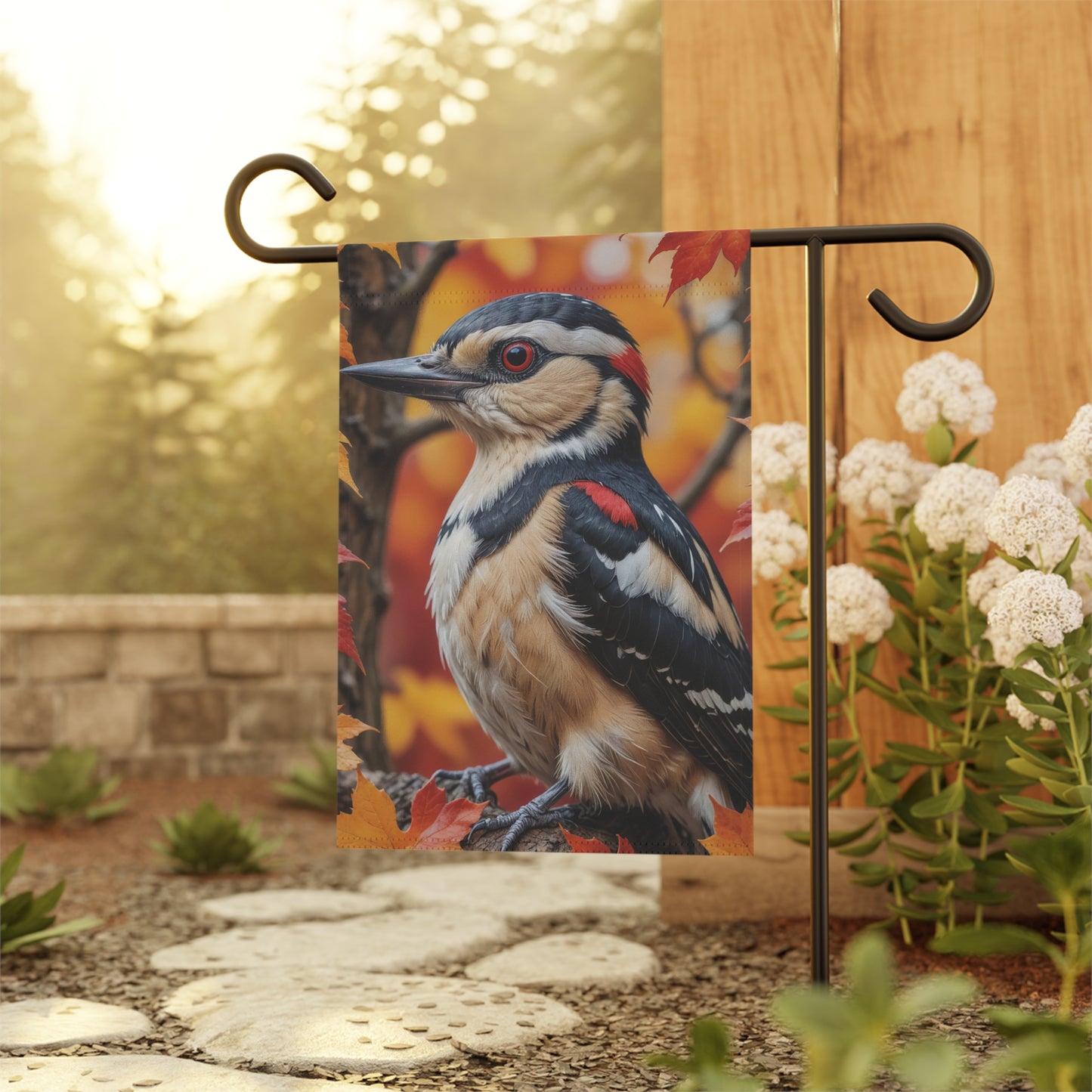 Autumn Woodpecker Garden Flag