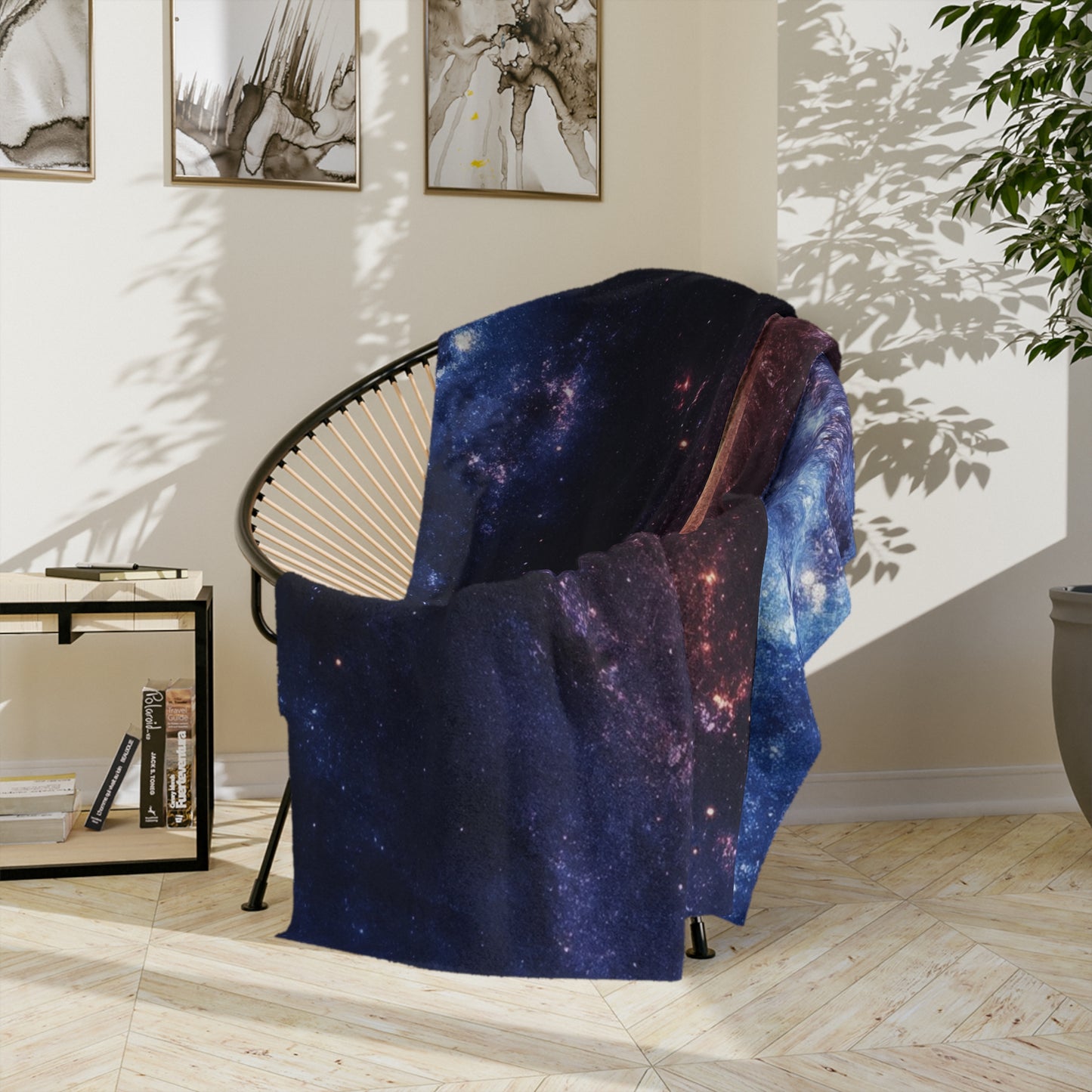 Cosmic Galaxy Swirl Velveteen Plush Blanket