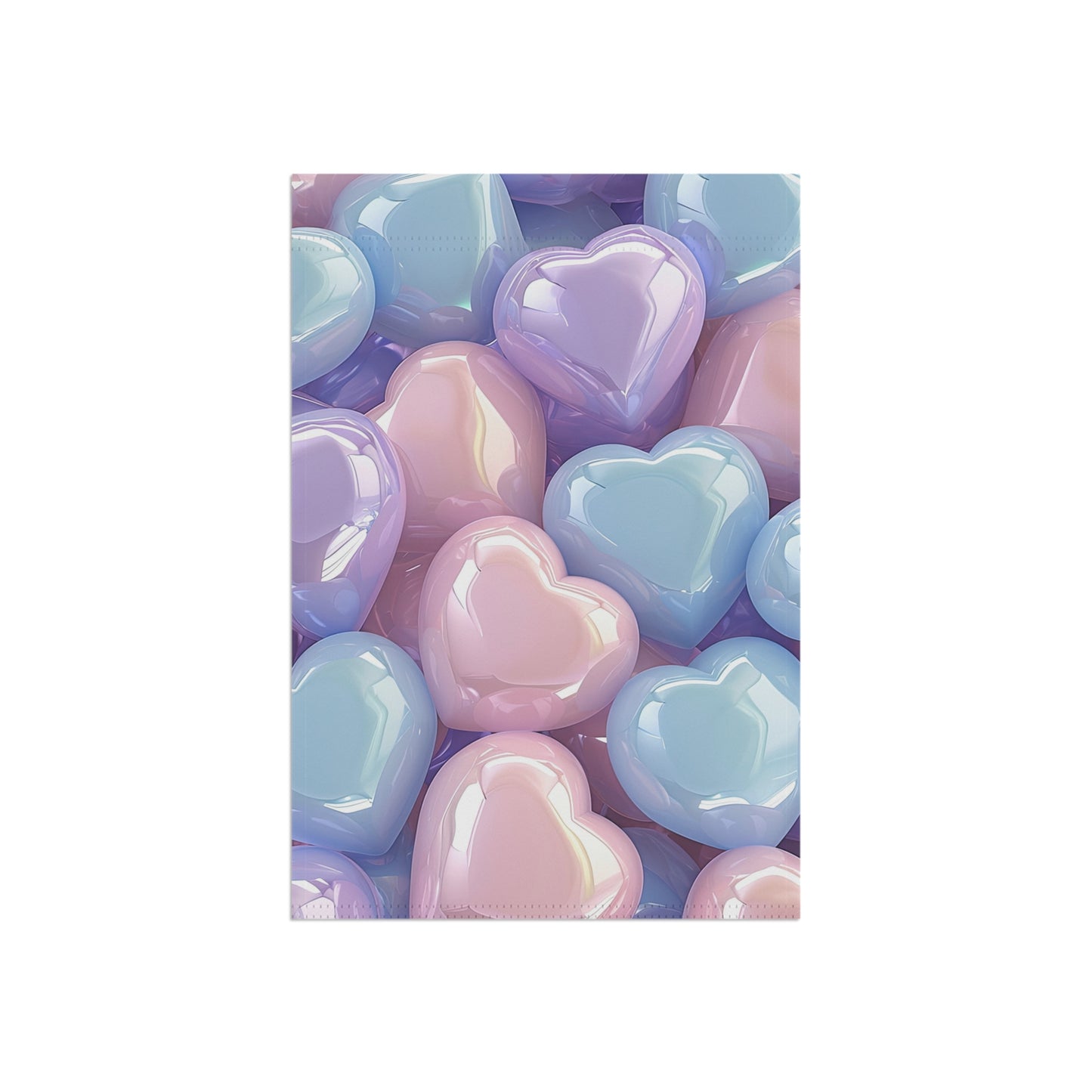 Glossy Pastel Heart Cluster Garden Flag