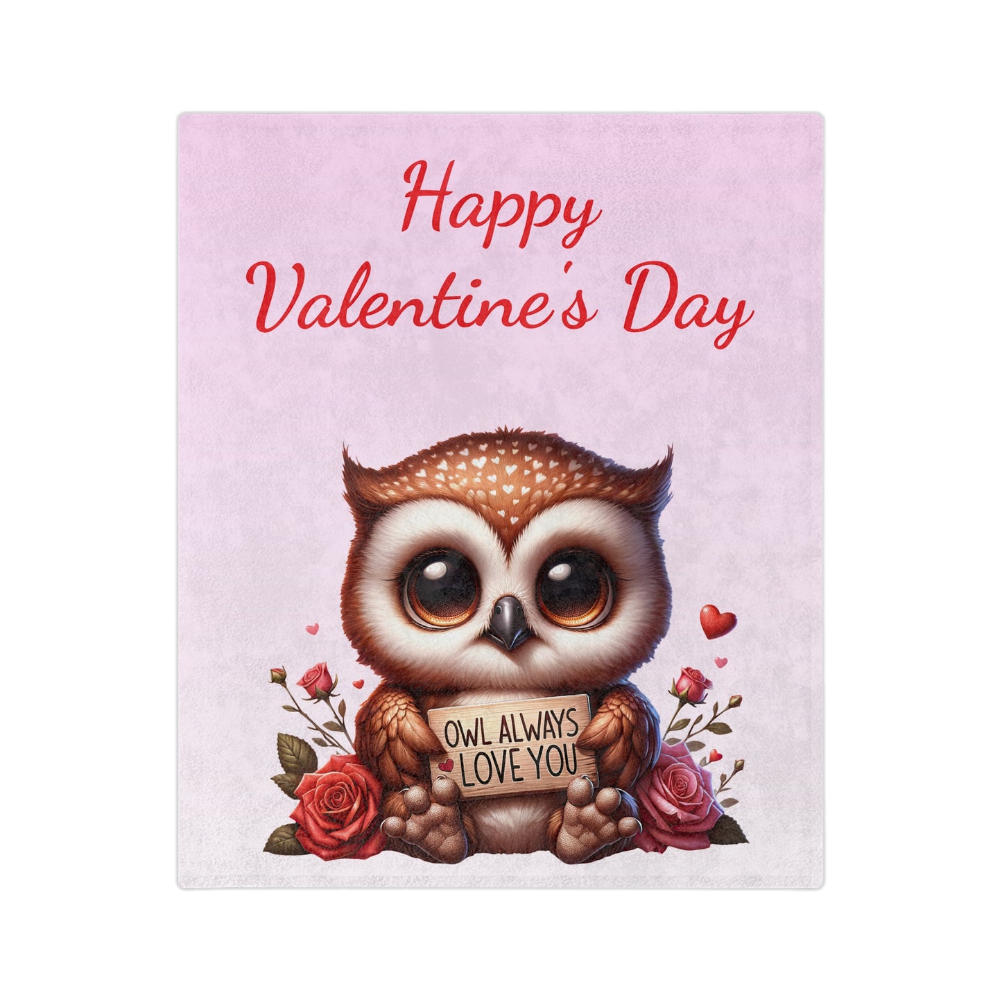 Happy Valentine's Day Owl Blanket