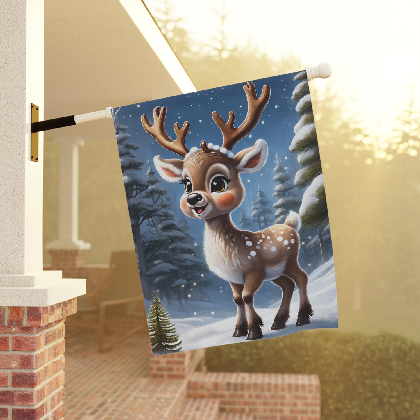 Adorable Young Reindeer Garden Flag