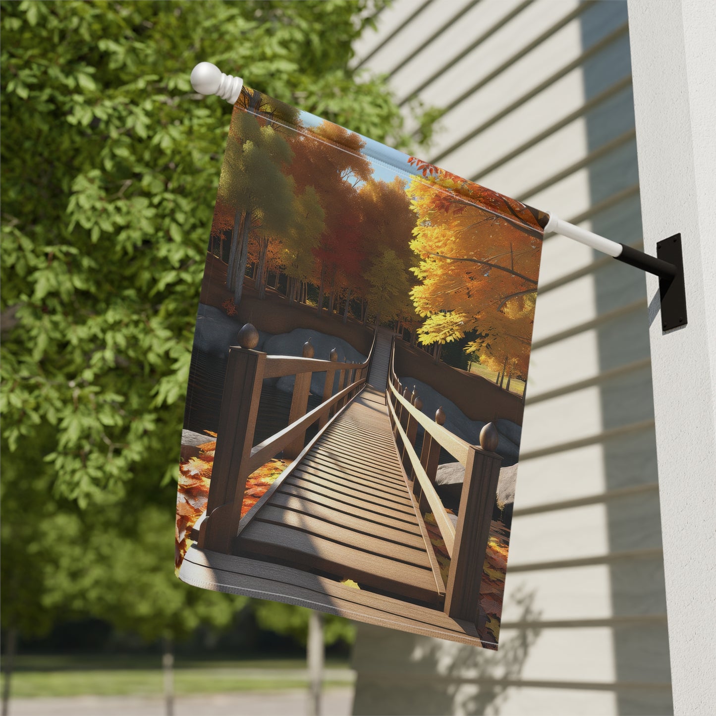 Colorful Autumn Scene Garden & House Banner
