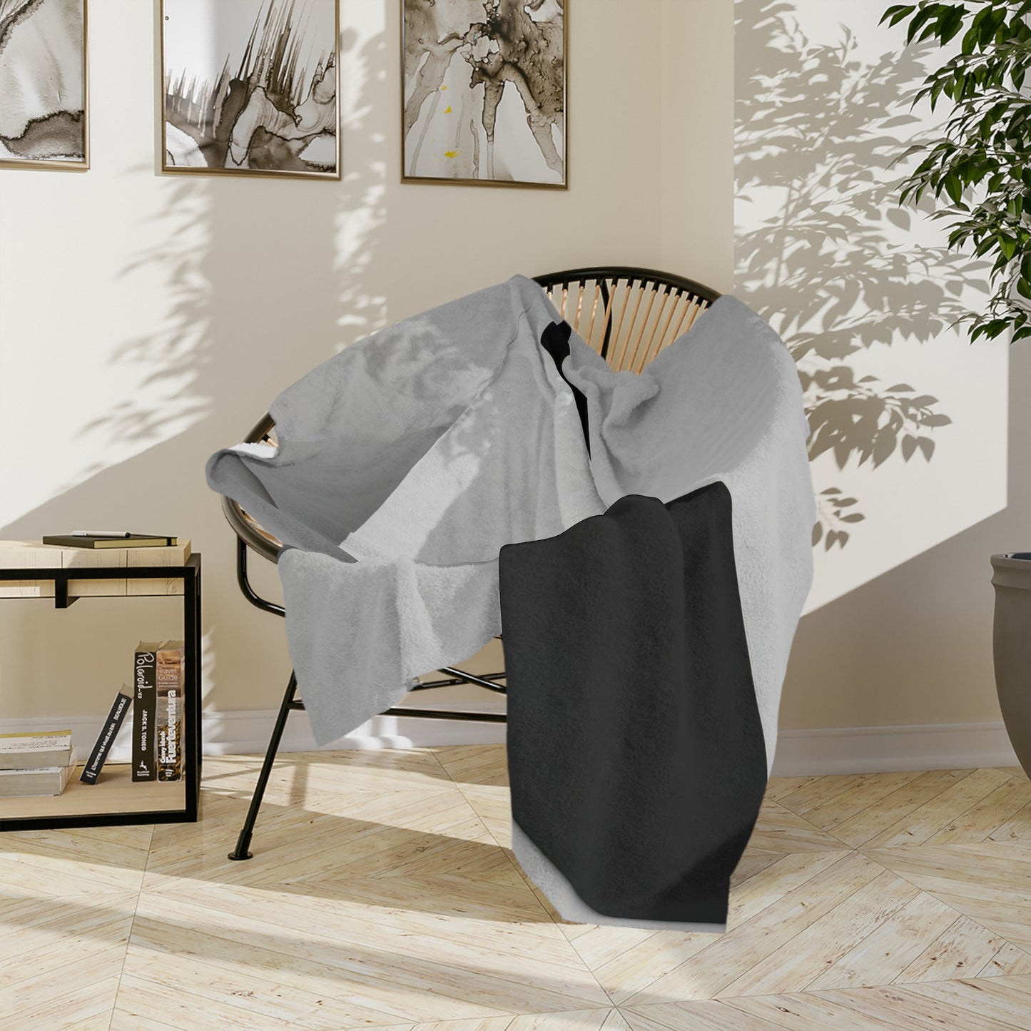 Abstract Black and White Velveteen Blanket