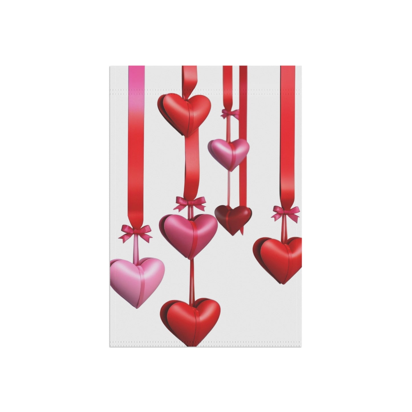 Valentine Garden Flag with Red & Pink Hanging Hearts