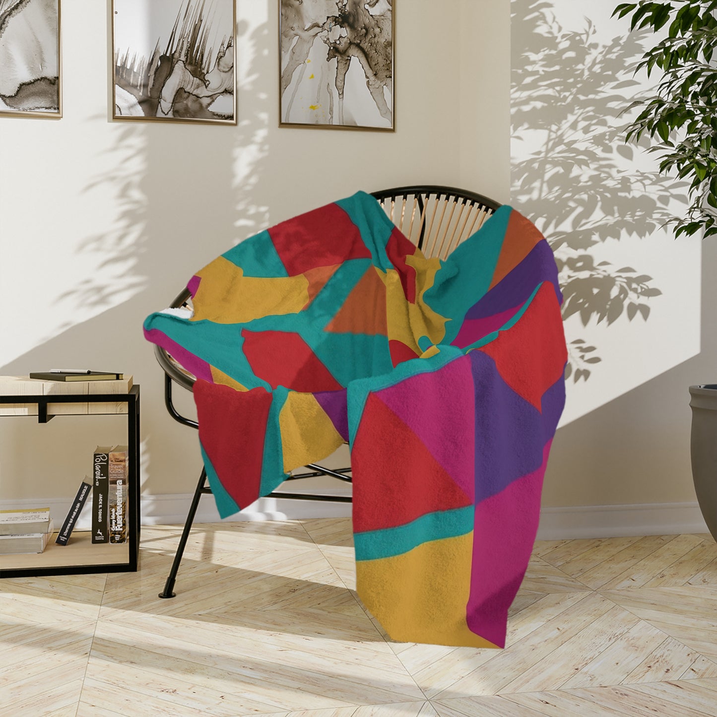 Colorful Modern Geometric Velveteen Blanket