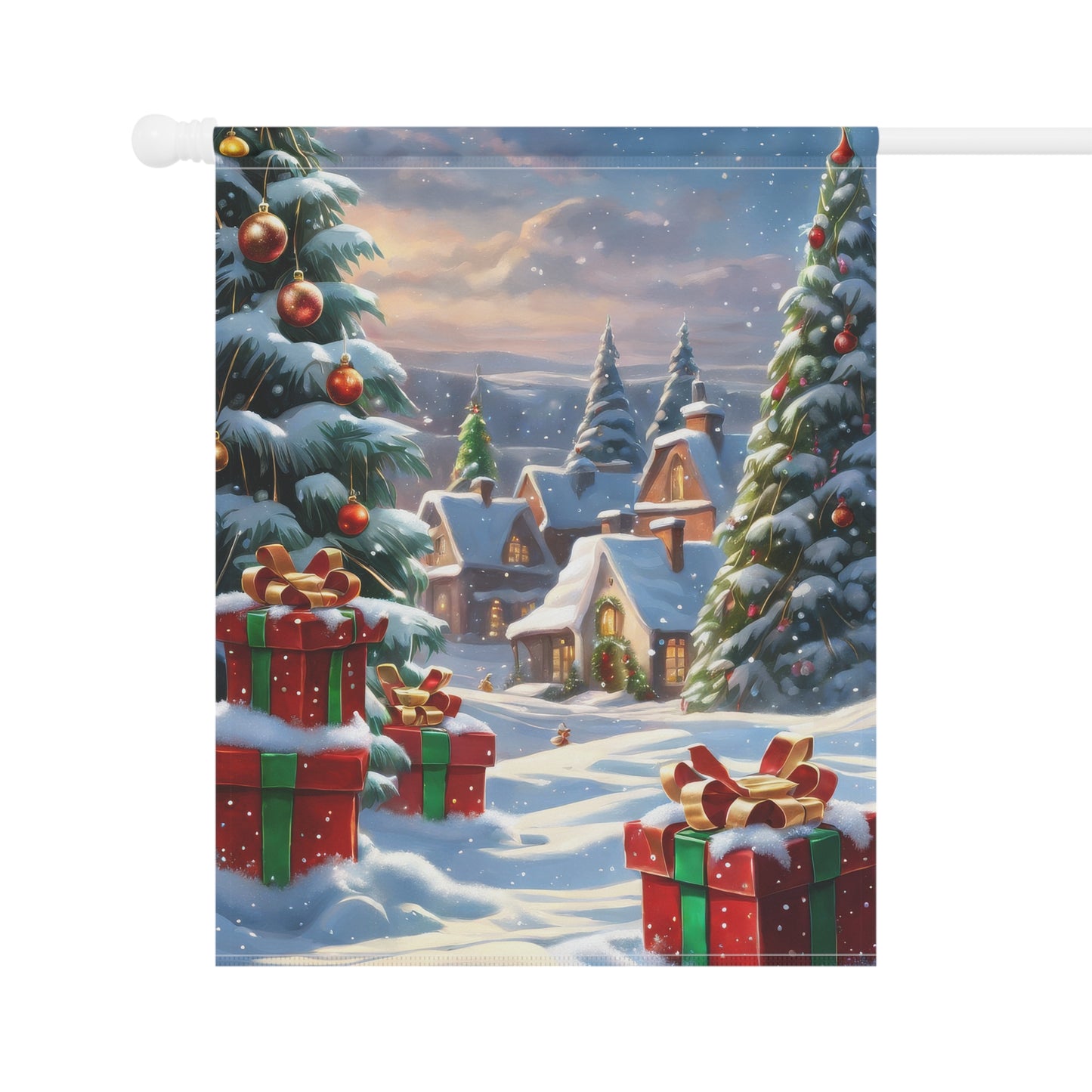 Magical Christmas Village & Presents Garden Flag