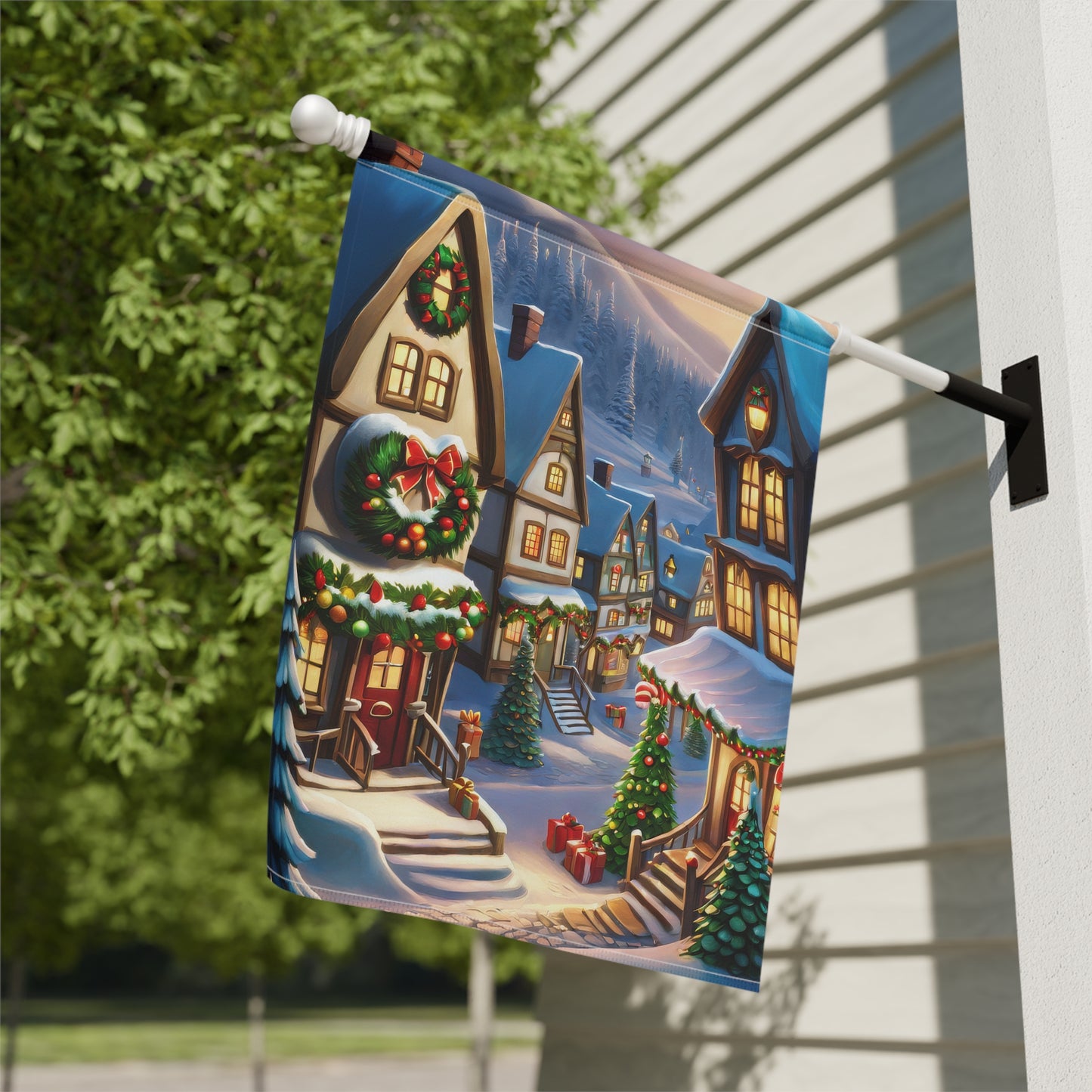 Charming Christmas Town Garden Flag/ House Banner
