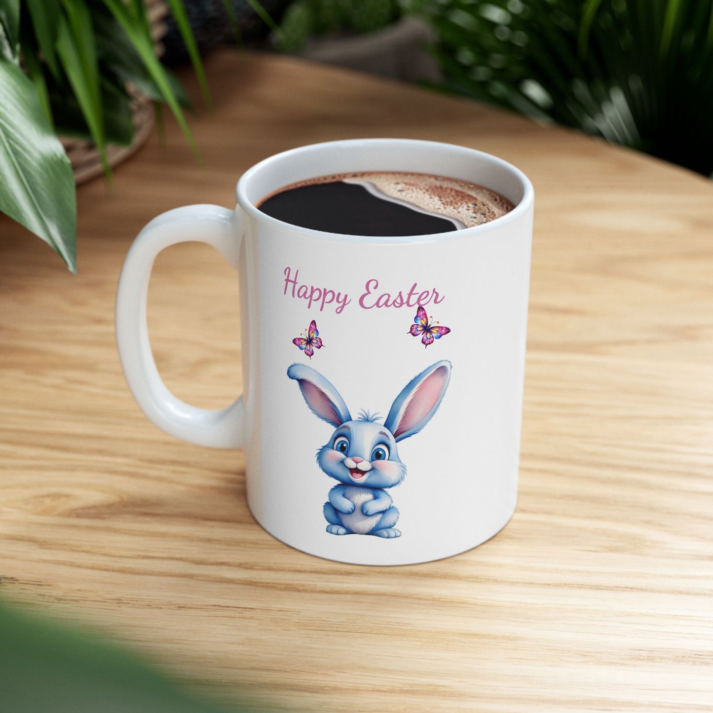 Adorable Blue Bunny Ceramic Coffee Cup