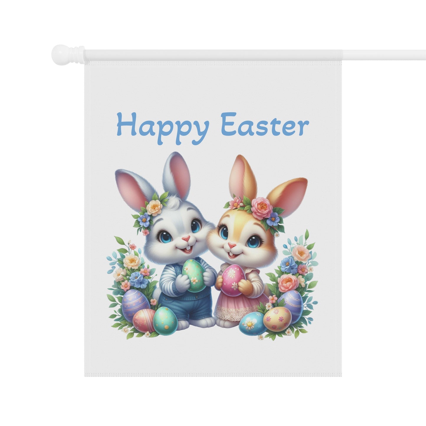 Cute Bunnies Happy Easter Garden Flag