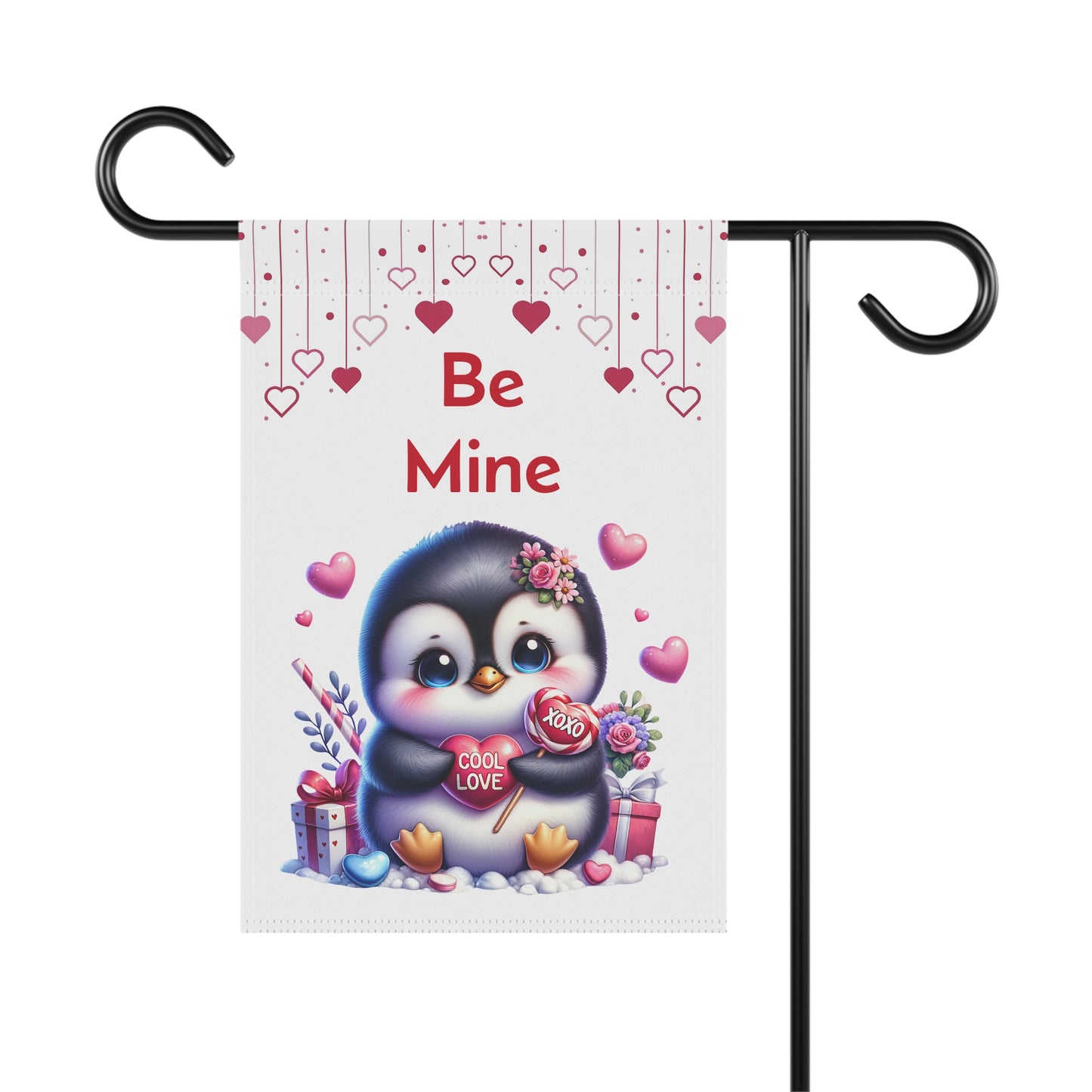 Be Mine Penguin Valentine Garden Flag