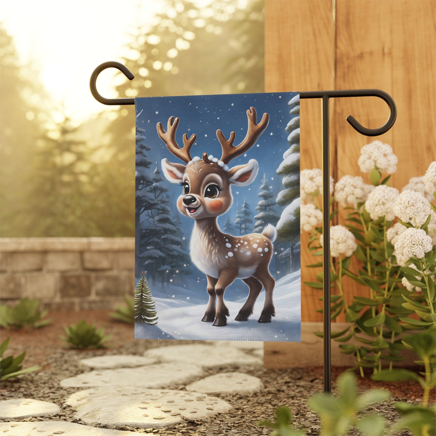 Adorable Young Reindeer Garden Flag