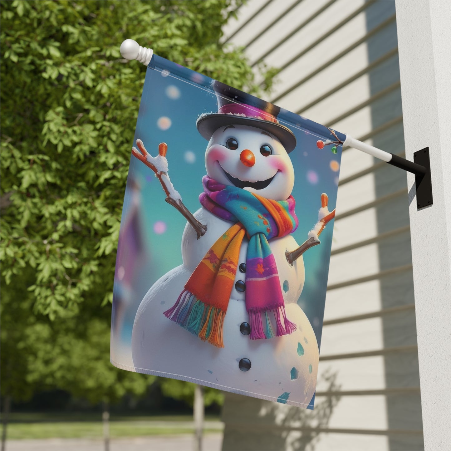 Cheerful Snowman Garden Flag