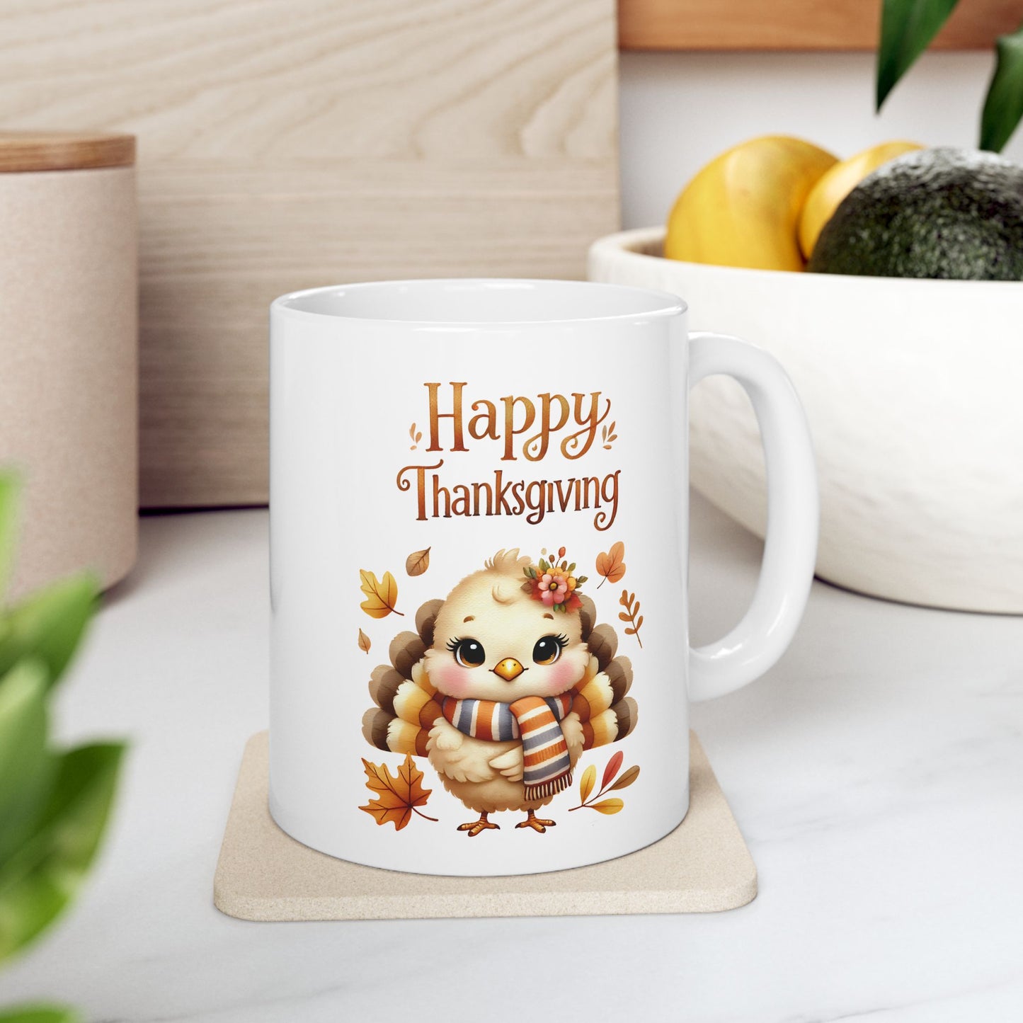 Thanksgiving Coffee Mug with Cute Baby Turkey Design