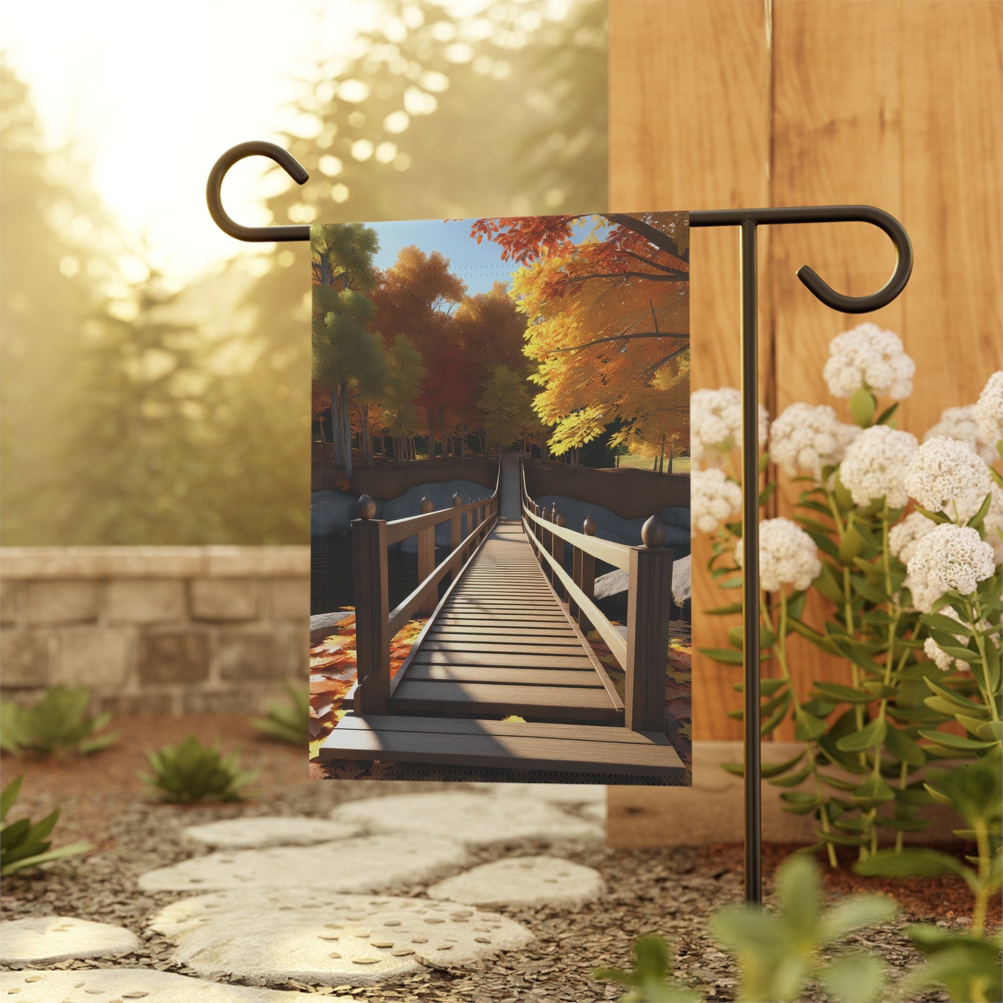 Colorful Autumn Scene Garden & House Banner