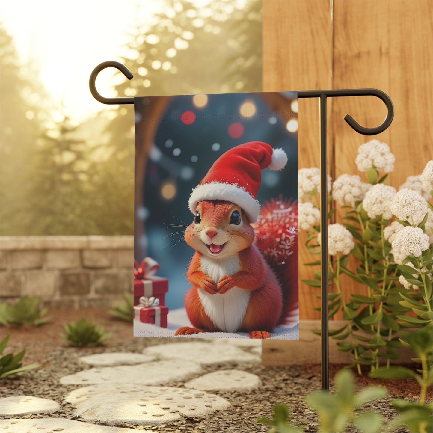 Cute Squirrel Christmas Garden Flag