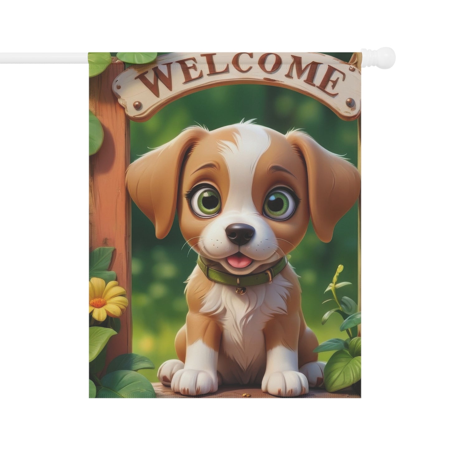 Cute Puppy Dog Welcome Garden Flag