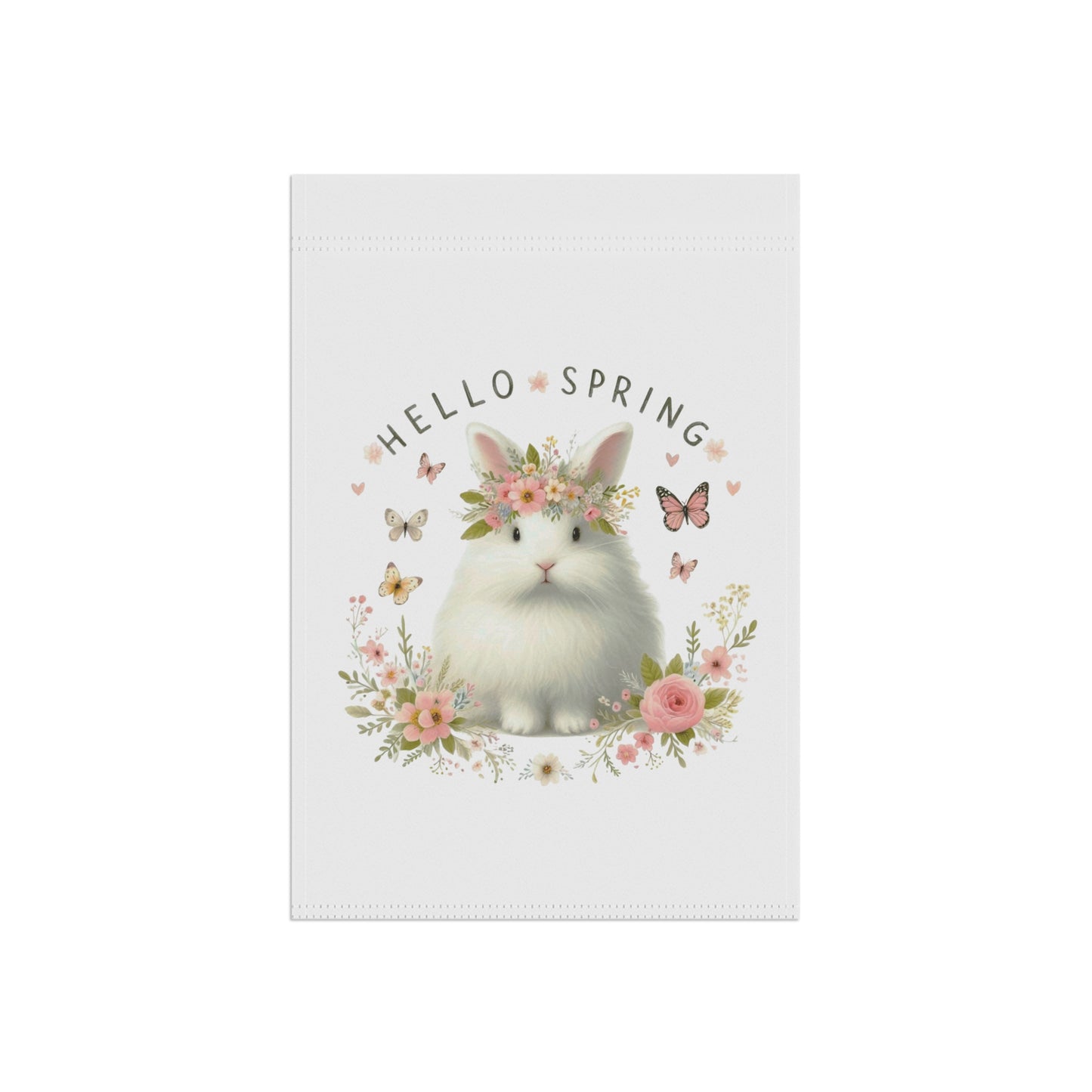 "Hello Spring" Fluffy Bunny Garden Flag