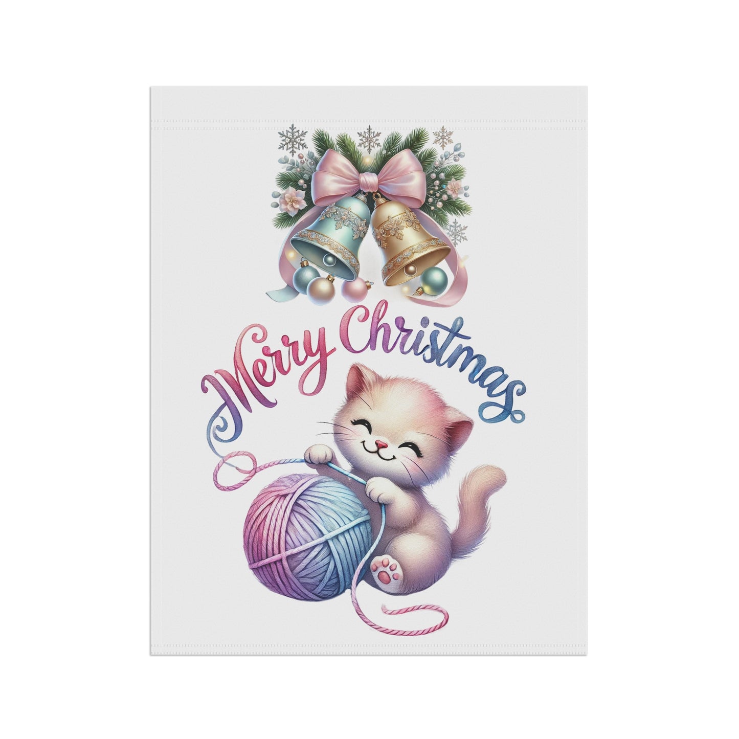 Happy Kitten Christmas Flag