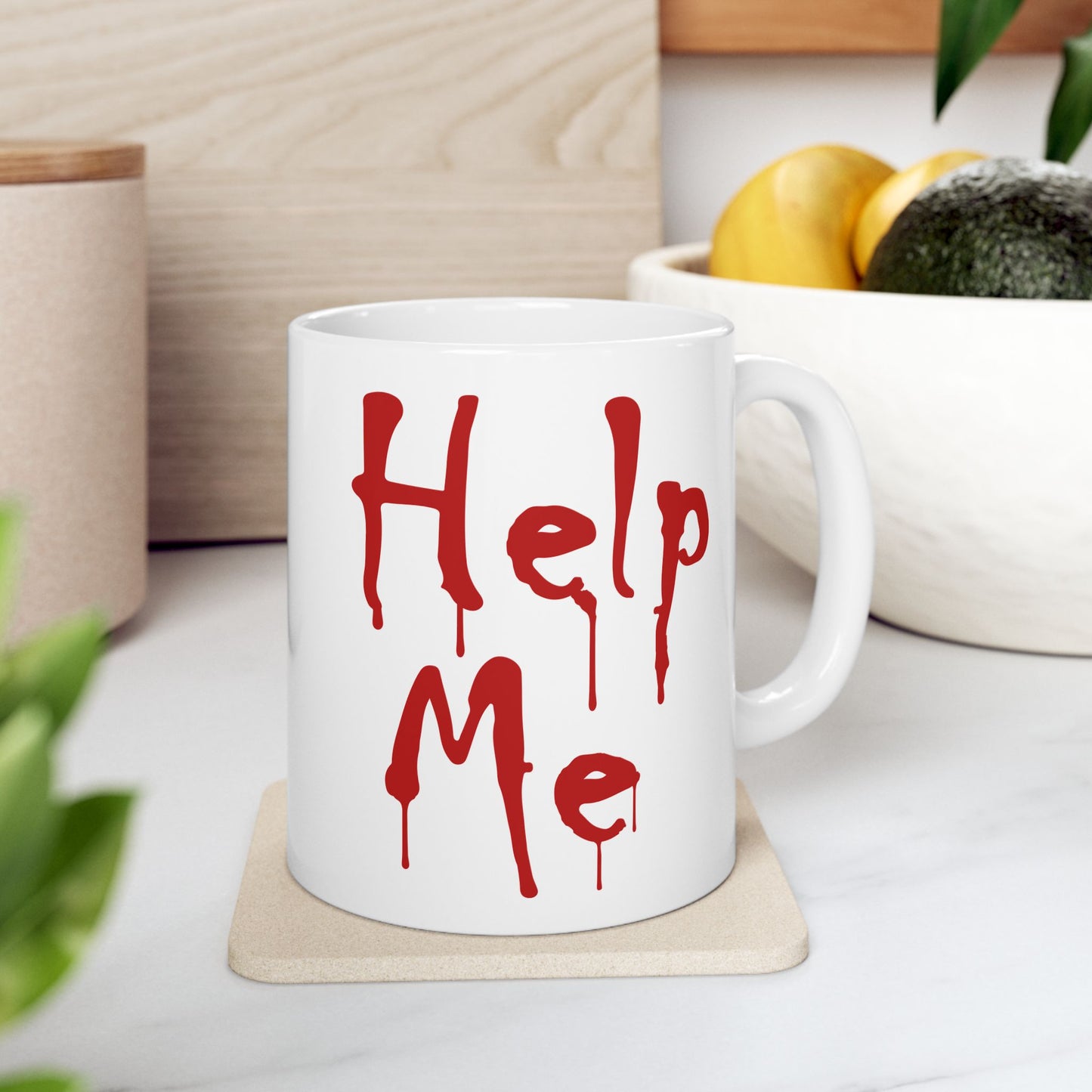 "Help Me" Bloody Dripping Text Coffee Mug