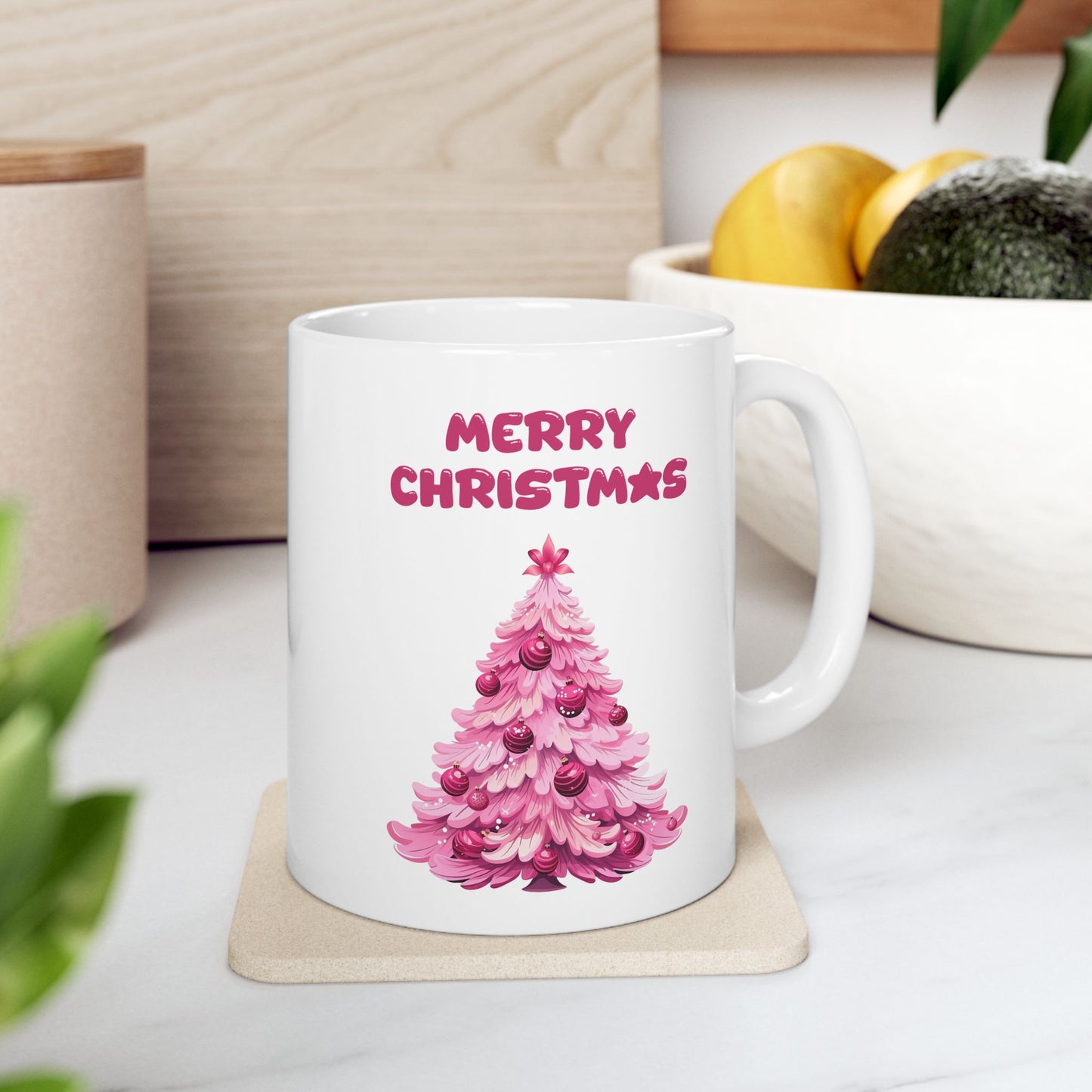 Cute Pink Christmas Tree Coffee Mug