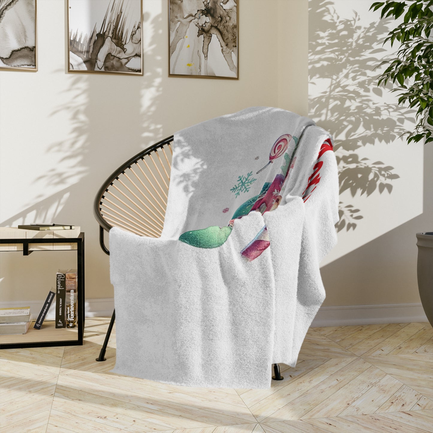 Christmas Stocking with Teddy Bear Velveteen Plush Blanket
