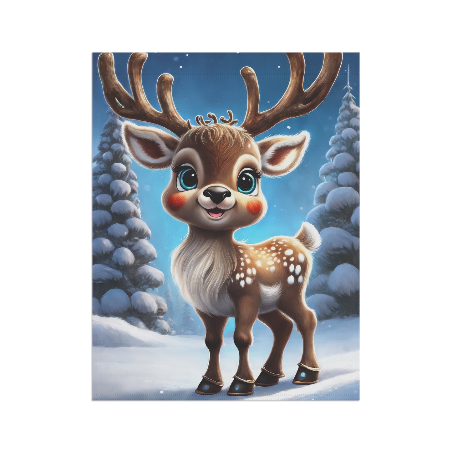 Cheerful Reindeer Holiday Garden Flag/ House Banner