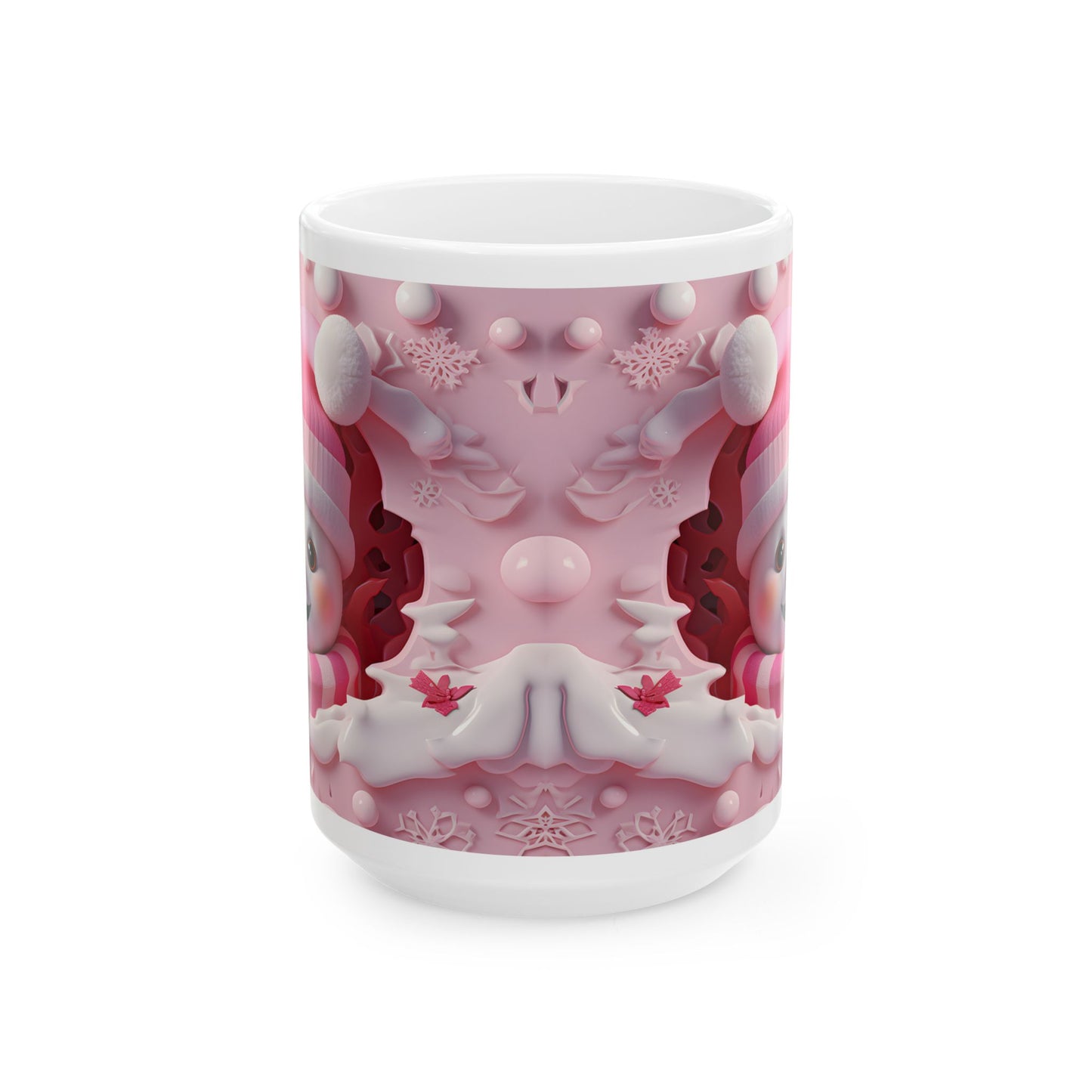 Adorable 3-D Pink Snowman Coffee Mug